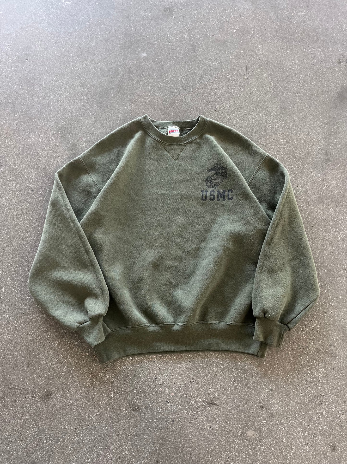 90’S OLIVE “USMC” CREWNECK - BOXY L