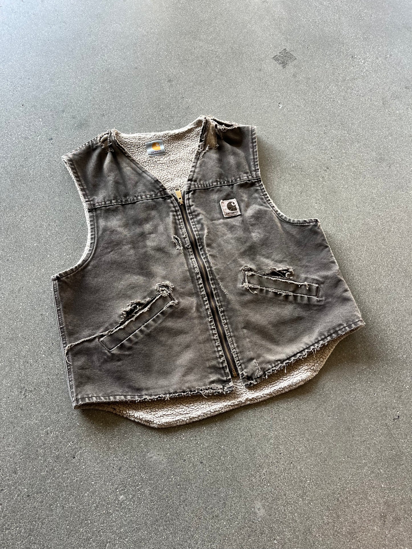 90’S FADED BROWN CARHARTT VEST - BOXY L