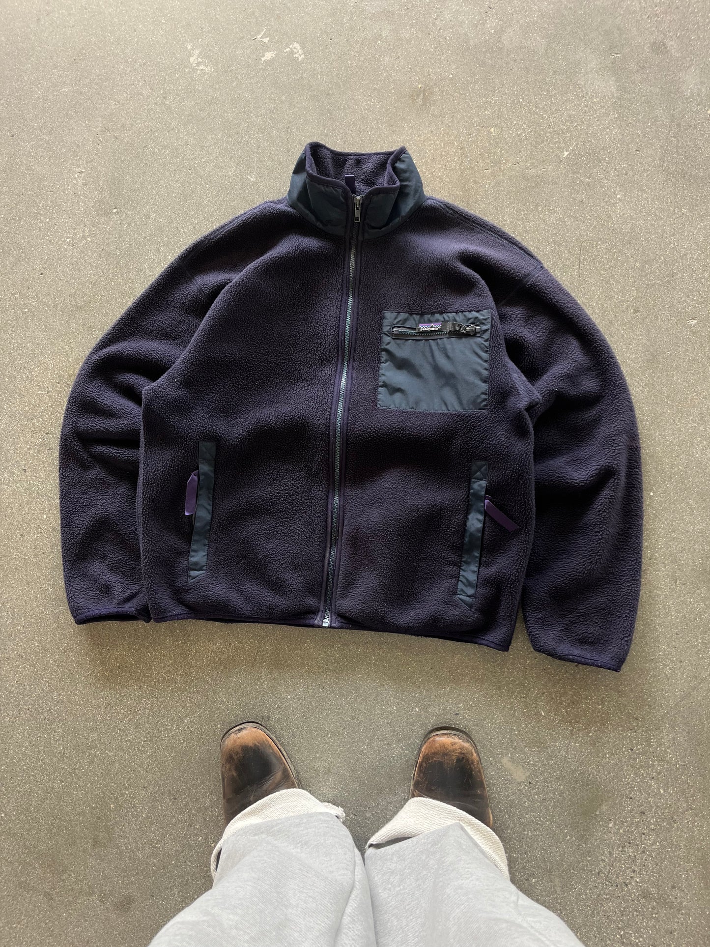 90’S GRAPE PURPLE PATAGONIA DEEP PILE FLEECE JACKET - BOXY L