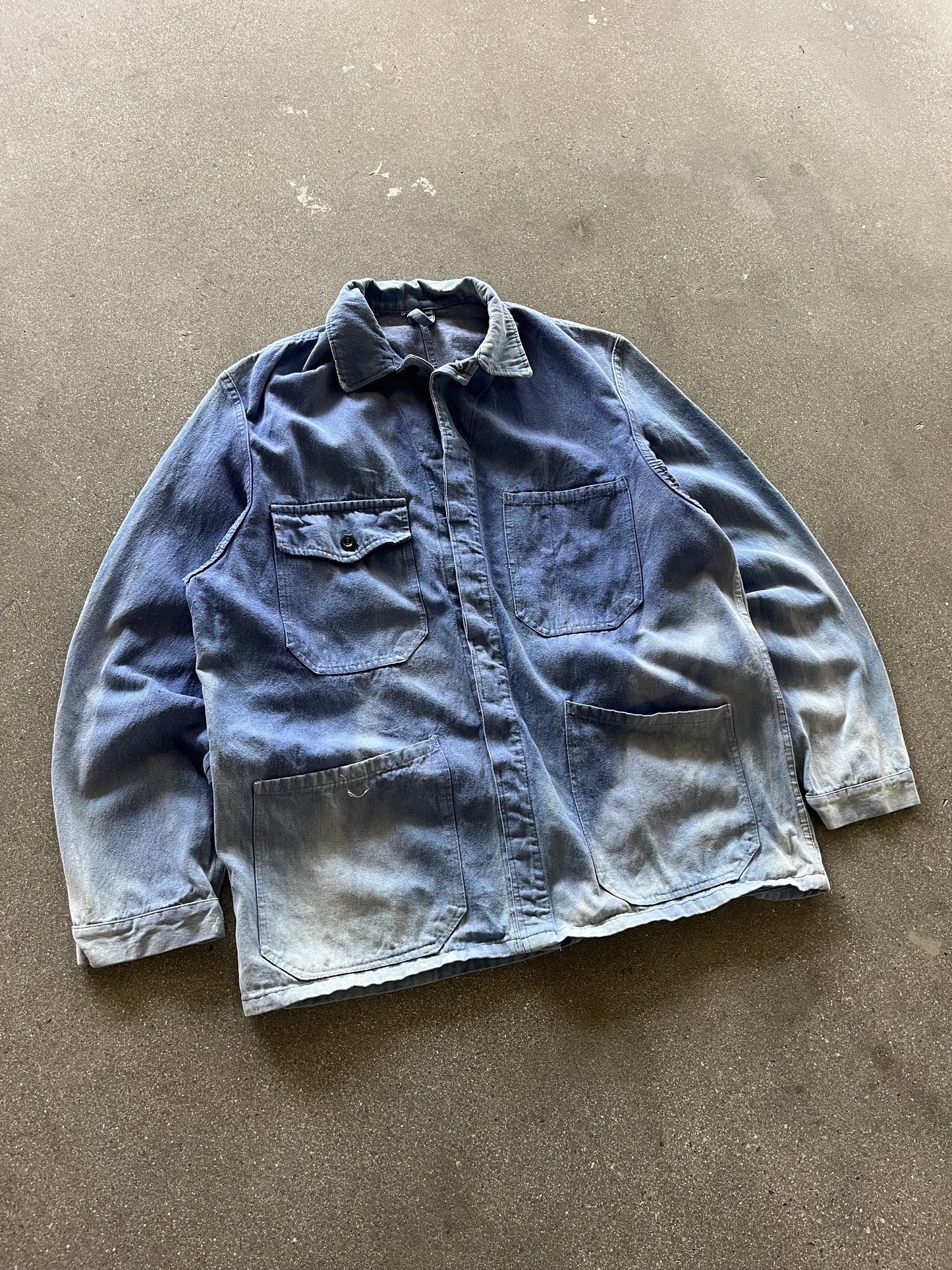 70’S SUNFADED FRENCH CHORE JACKET - L/XL