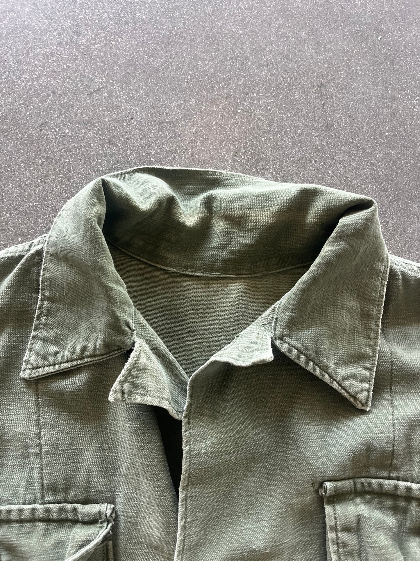 70’S MILITARY GREEN FRENCH TWILL CHORE JACKET - L