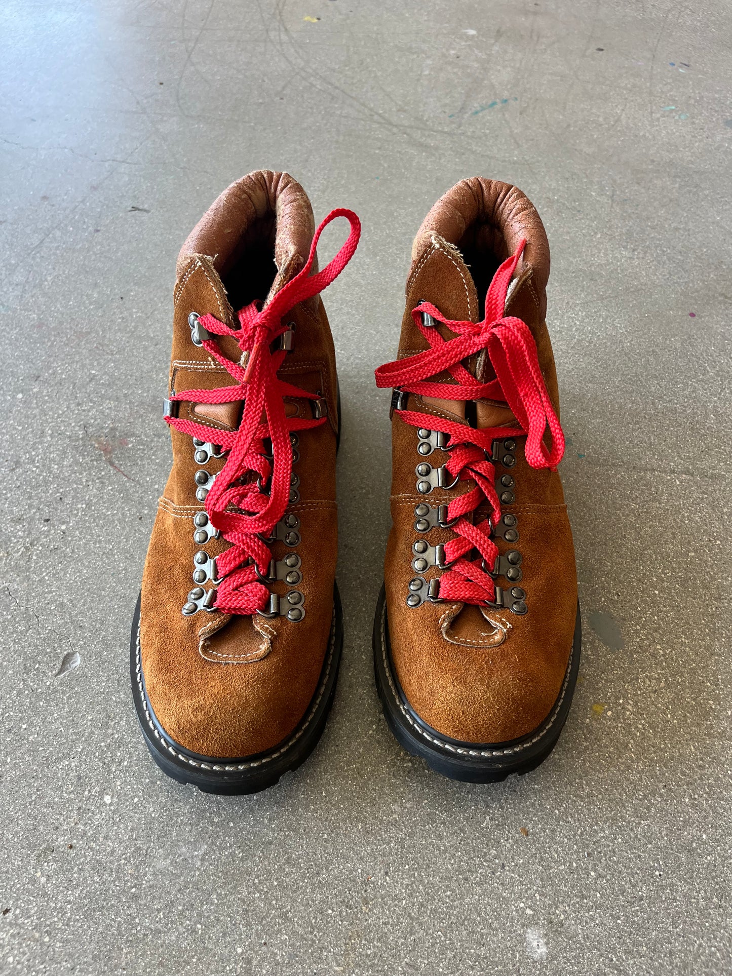 80’S MONTBLANC SEARS BROWN SUEDE HIKING BOOTS - SIZE 11 US MEN