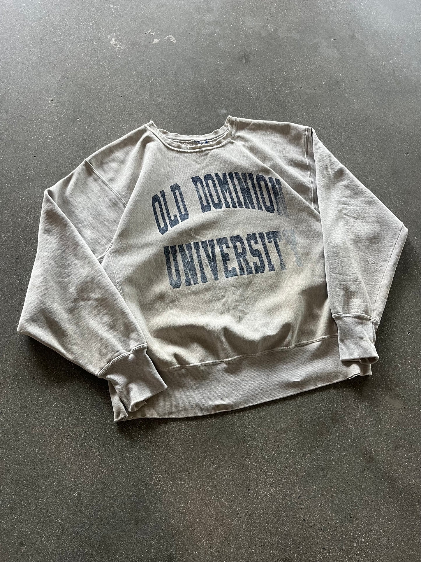 80’S FADED “OLD DOMINION” HEATHER GRAY REVERSE WEAVE - BOXY L/XL