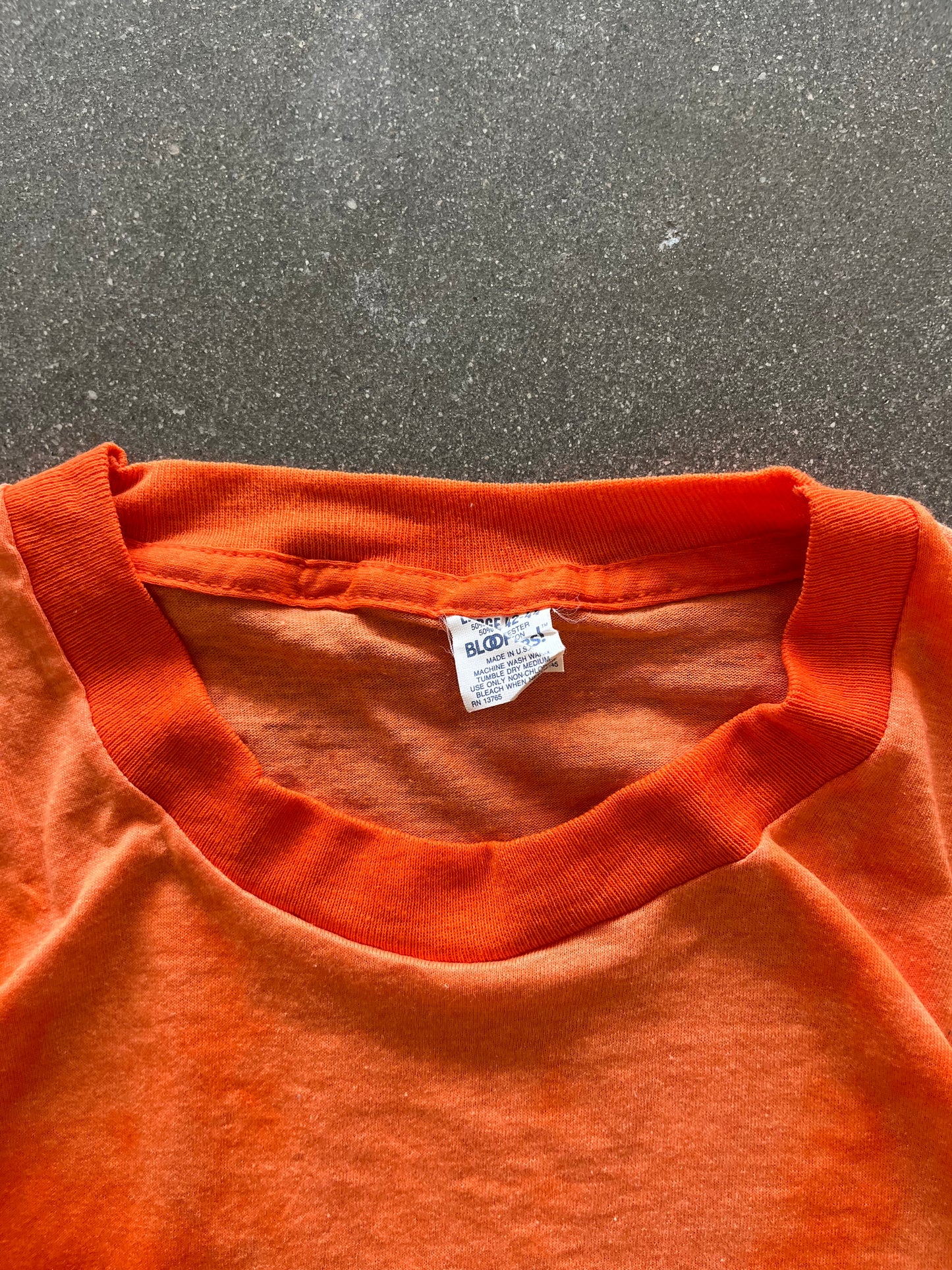 80’S SUNFADED ORANGE BLANK TEE - L