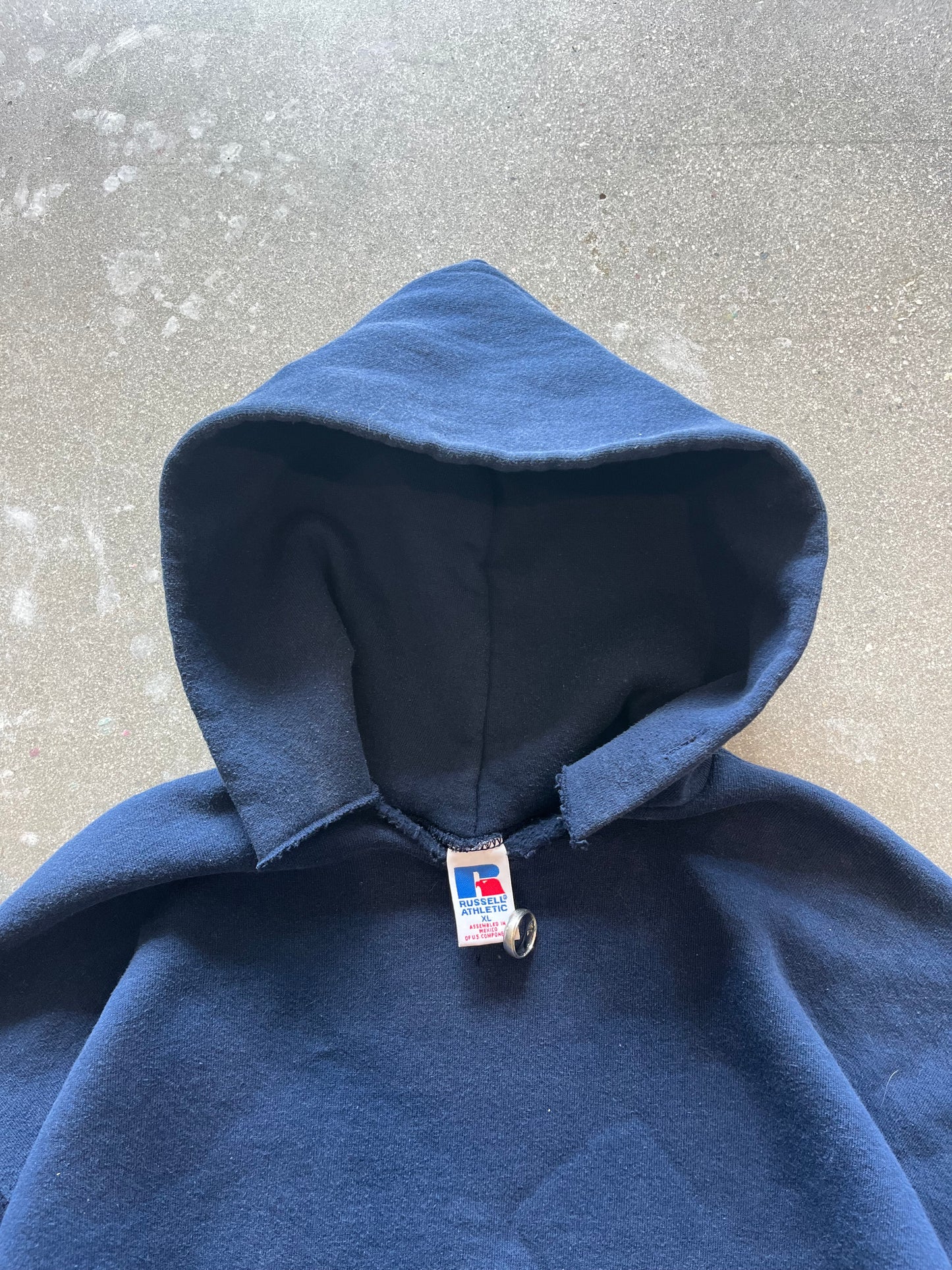 90’S NAVY BLUE RUSSELL ATHLETIC HOODIE - BOXY L/XL