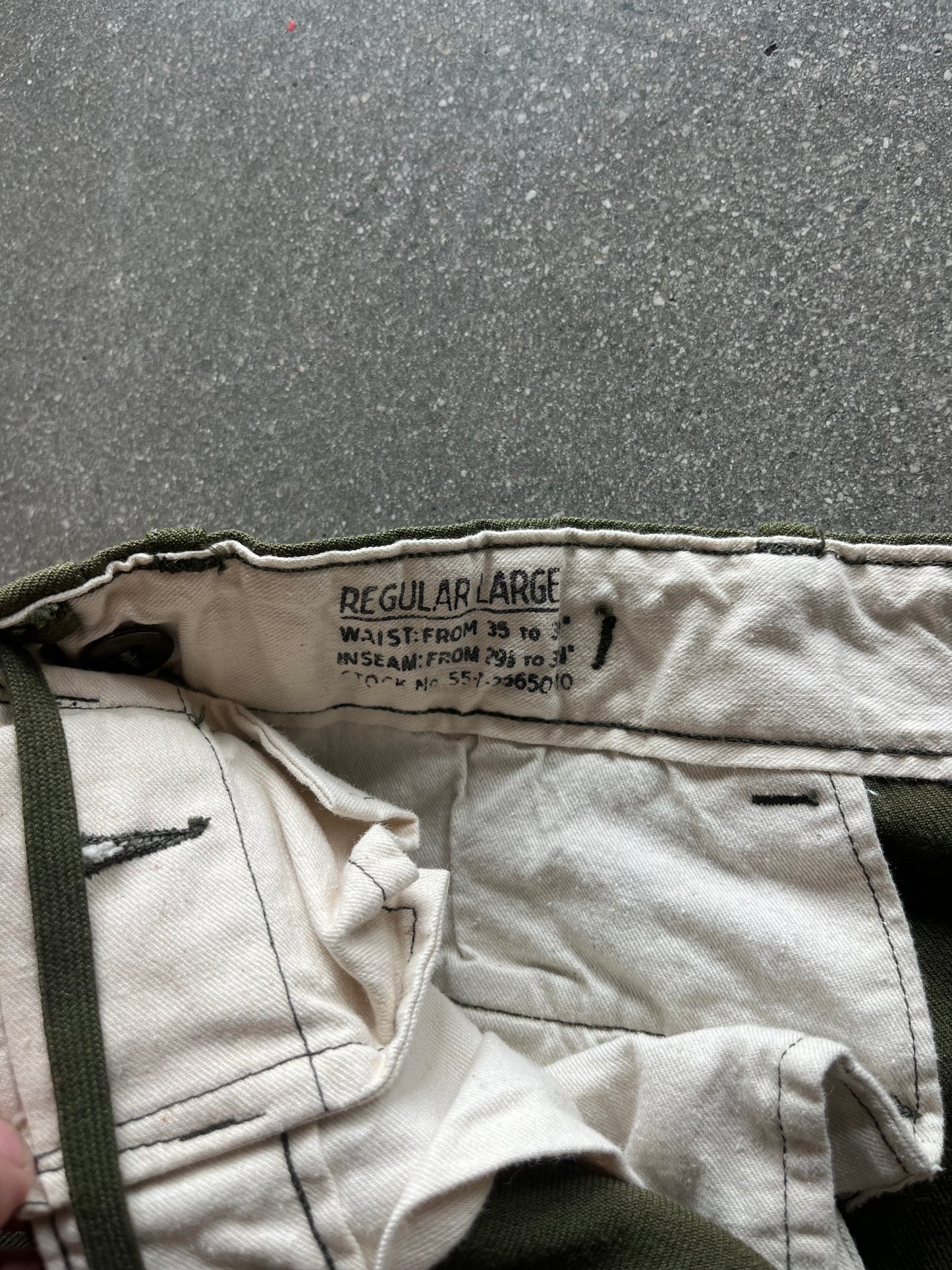 70’S FOREST GREEN WOOL ARMY PANTS - L