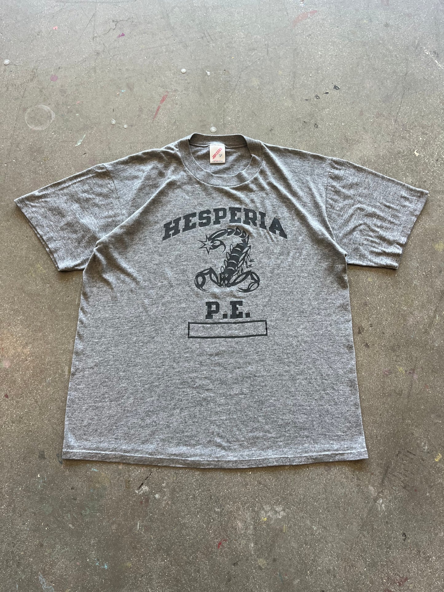 90’S HEATHER GRAY “HESPERIA P.E.” TEE - BOXY L