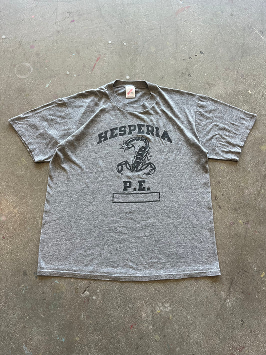 90’S HEATHER GRAY “HESPERIA P.E.” TEE - BOXY L