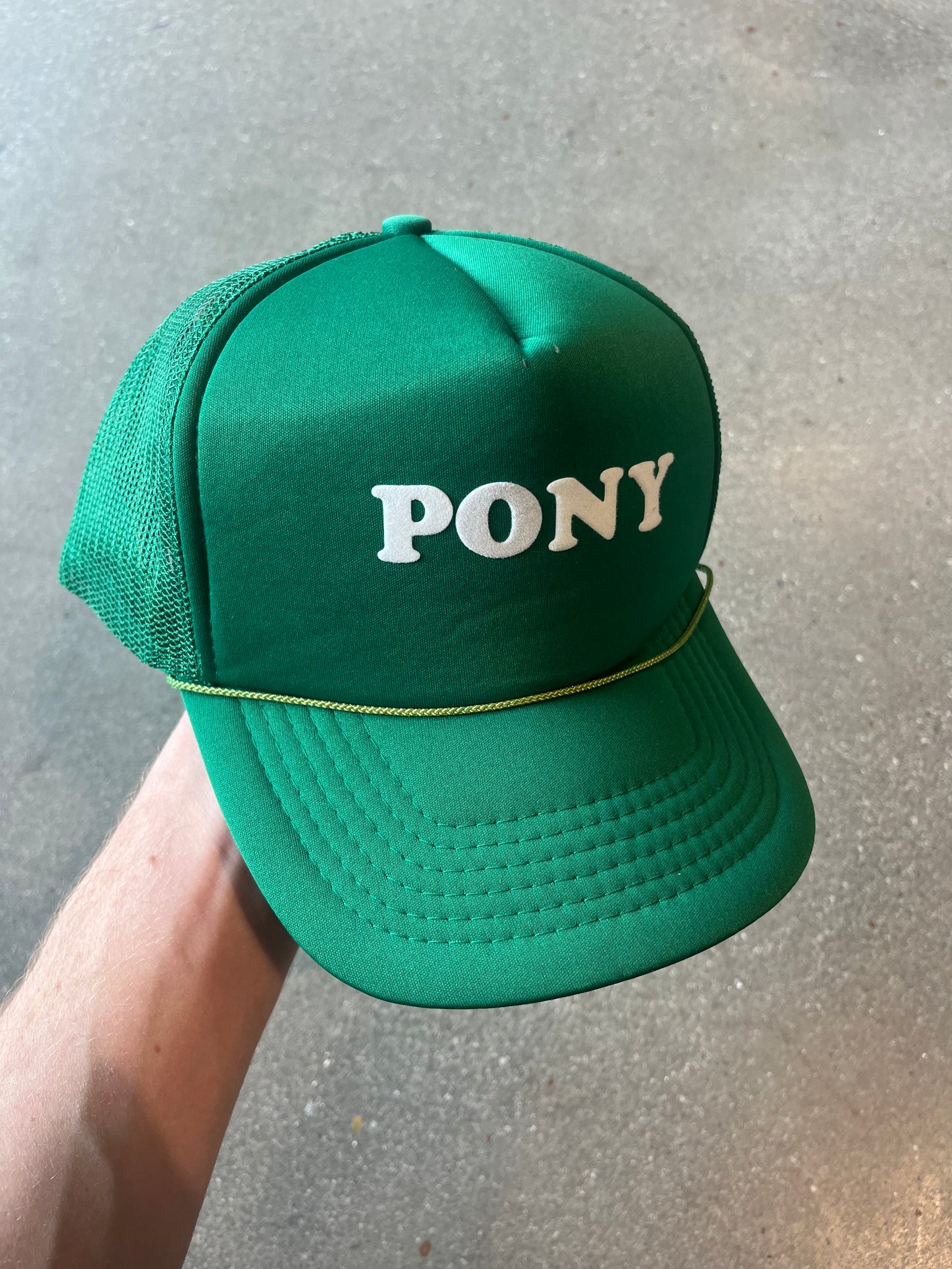 90’S GREEN “PONY” HAT - ONE SIZE