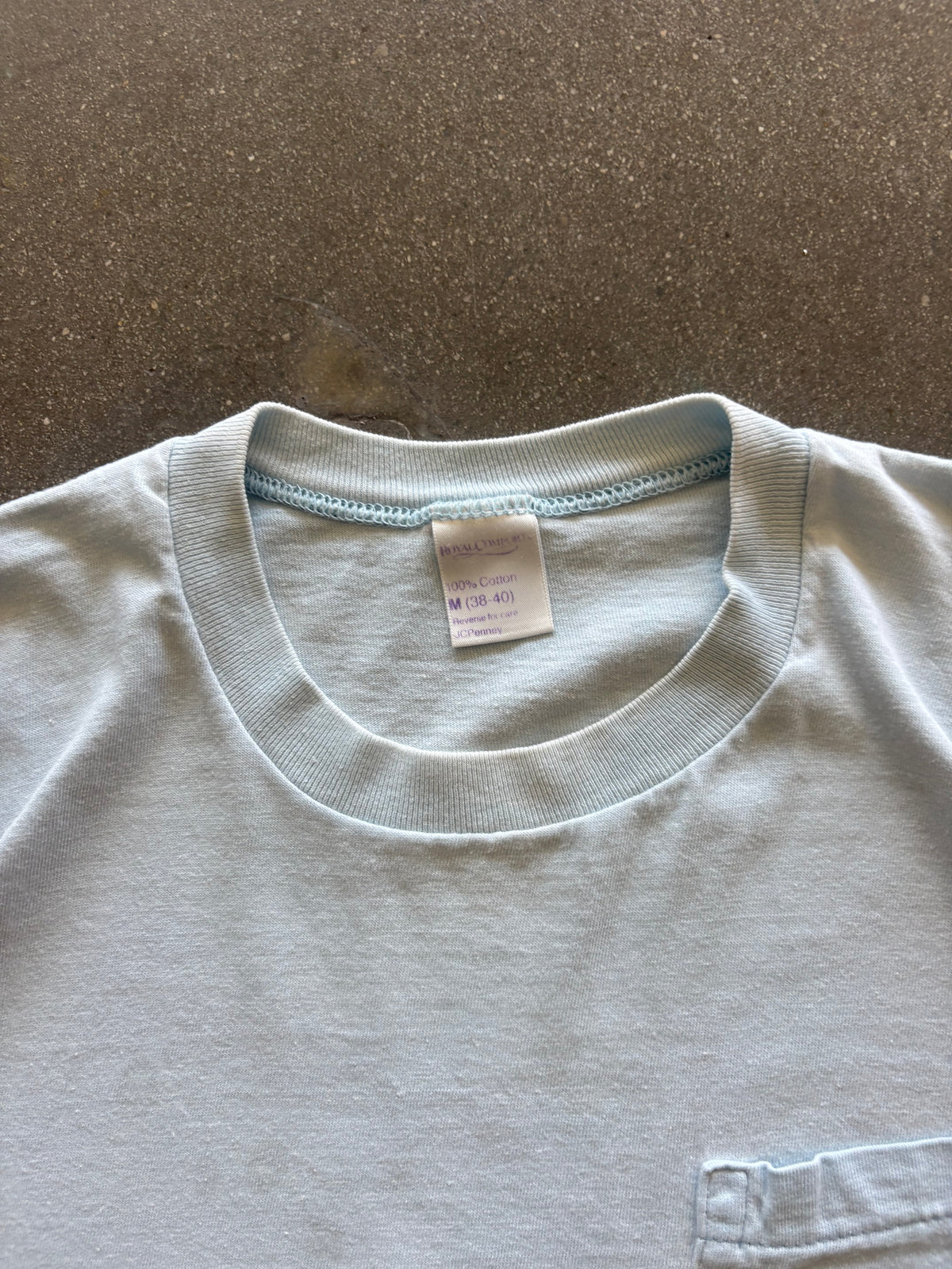 80’S JCPENNEY BABY BLUE POCKET TEE - S/M