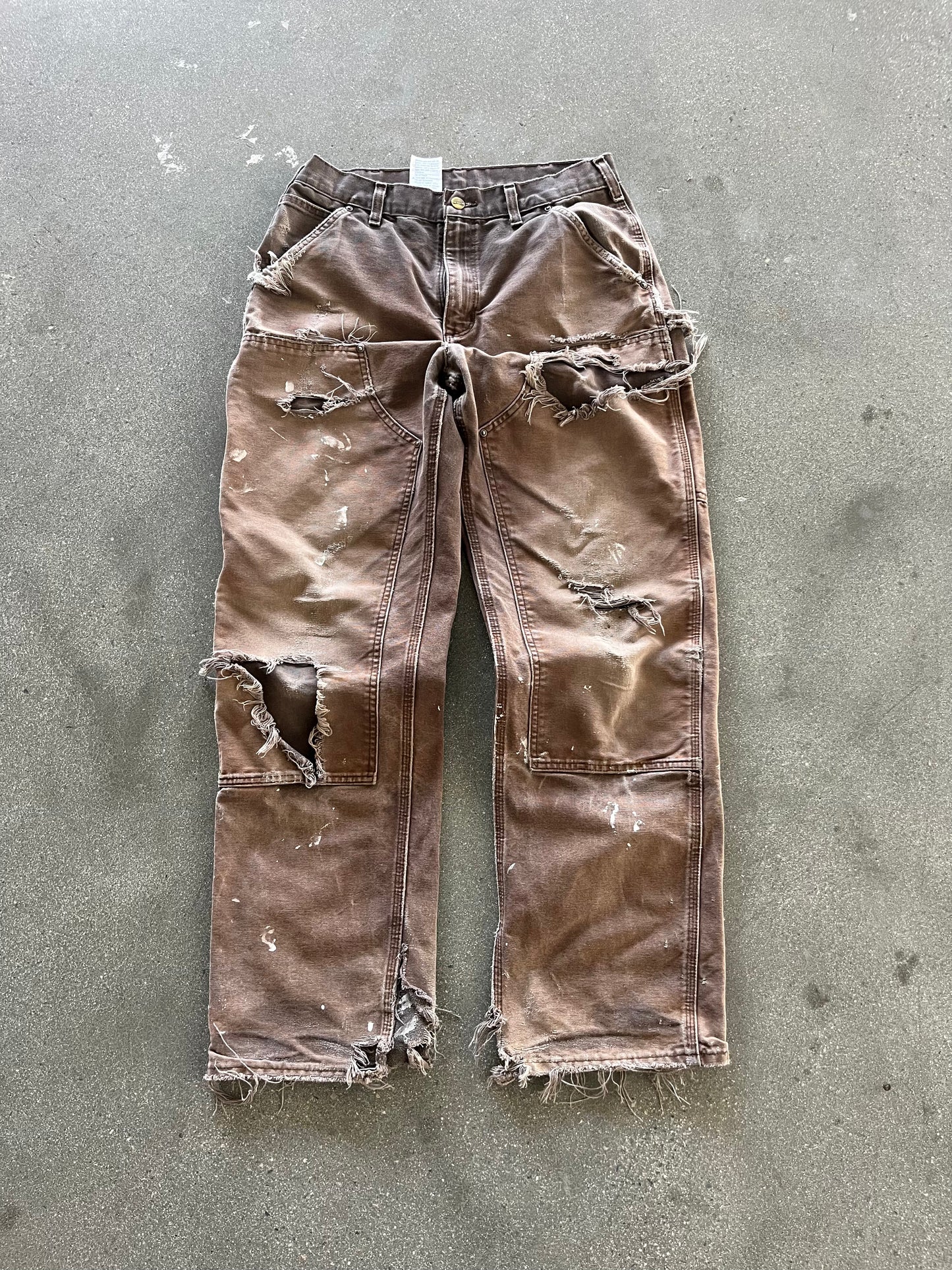 90’S BROWN DISTRESSED CARHARTT DOUBLE KNEES - 32