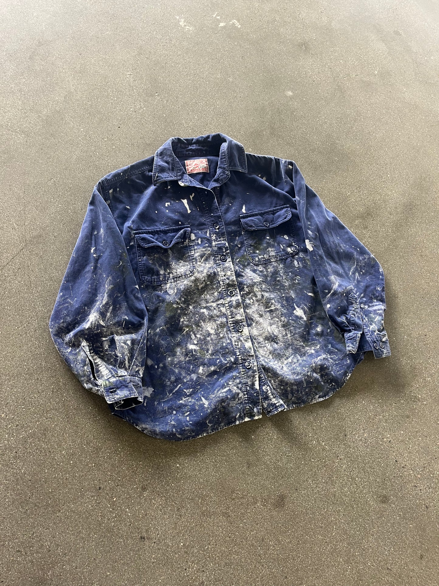 80’S PAINT SPLATTERED CORDUROY BUTTON UP - M