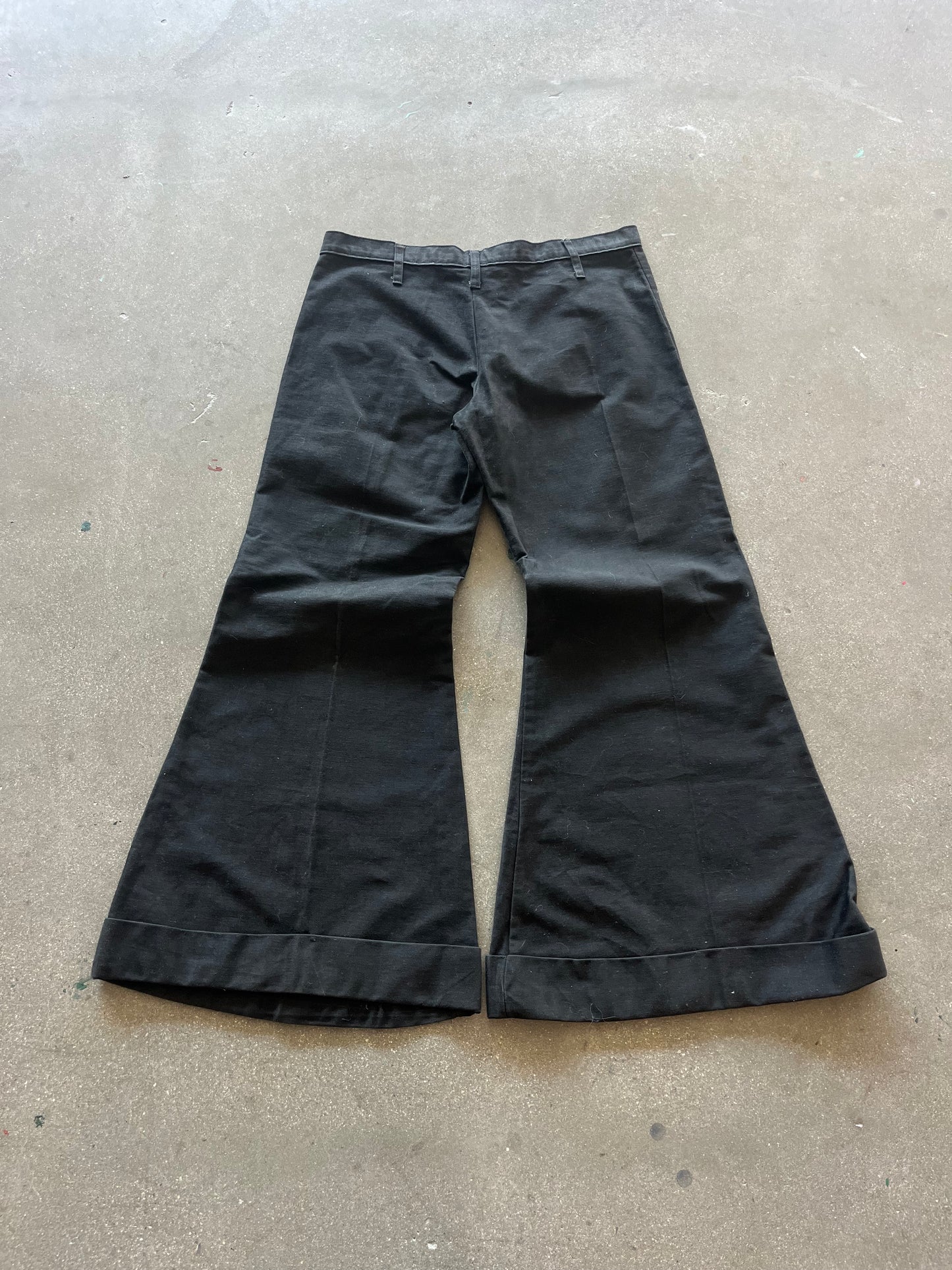 70’S BLACK FRENCH FLARE SAILOR PANTS - 33