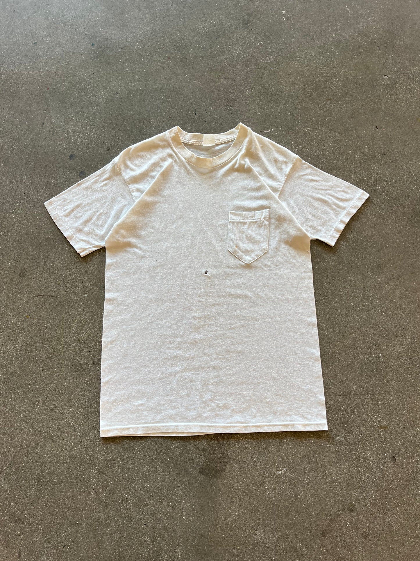 80’S WHITE SELVEDGE POCKET TEE - S/M