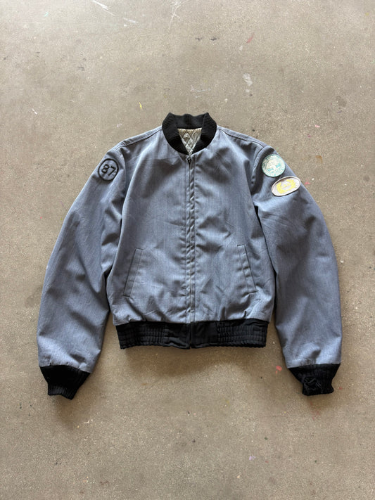 80’S NAVY AVIATION NYLON LINED PATCH BOMBER - BOXY M