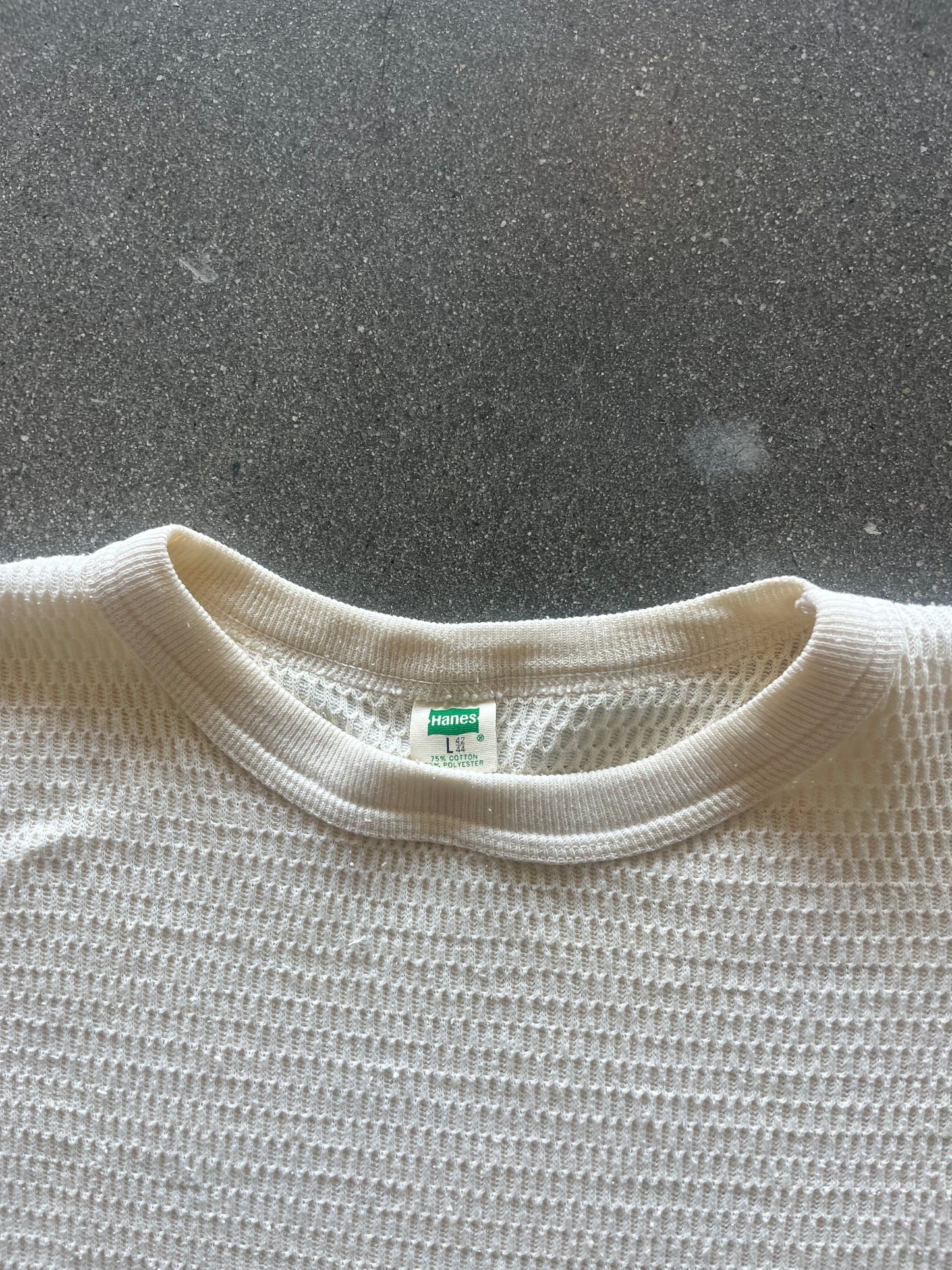 70’S CREAM HANES WAFFLE THERMAL - S/M