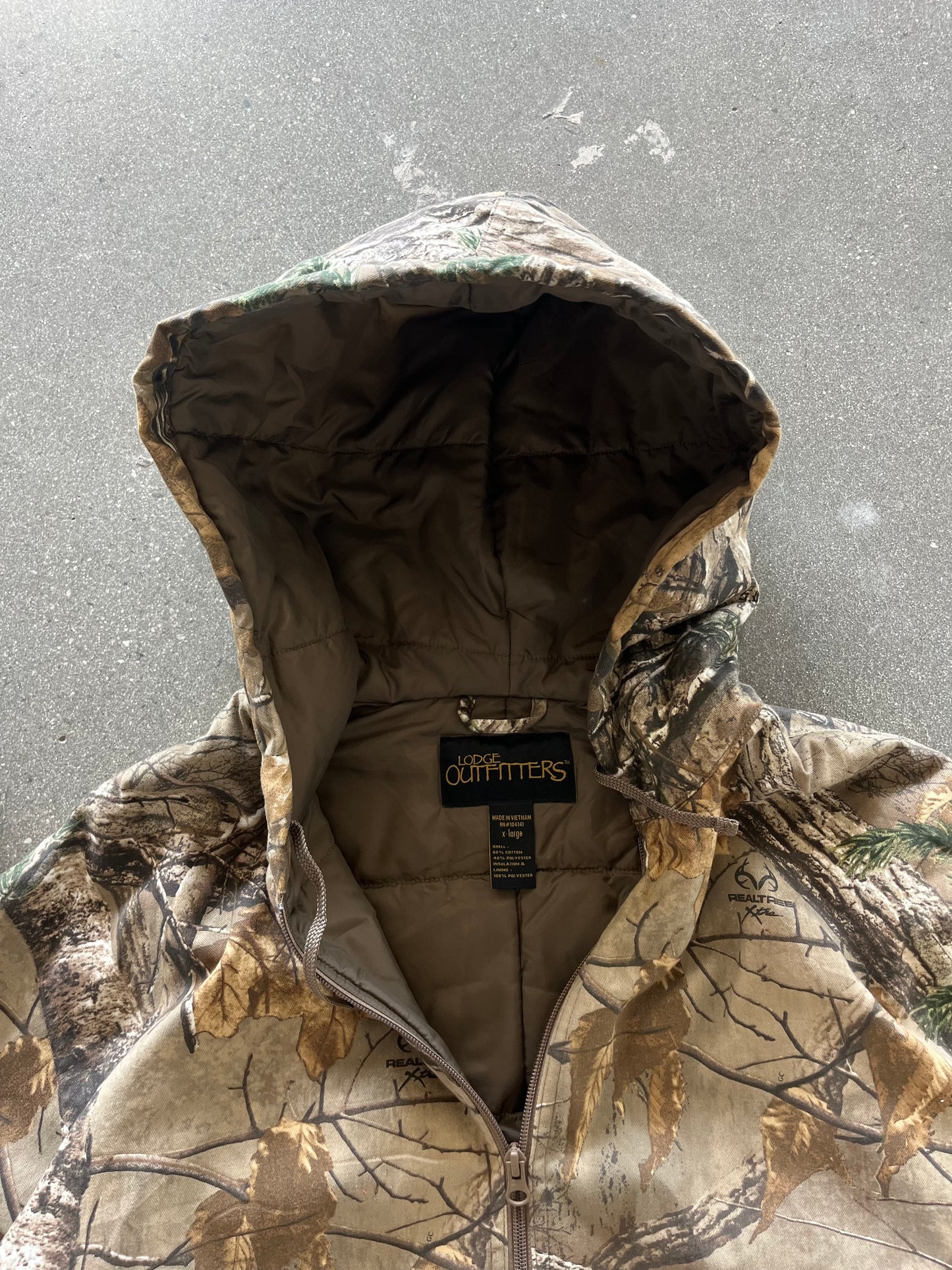 90’S REALTREE CAMO ZIP UP HOODED JACKET - BOXY XL
