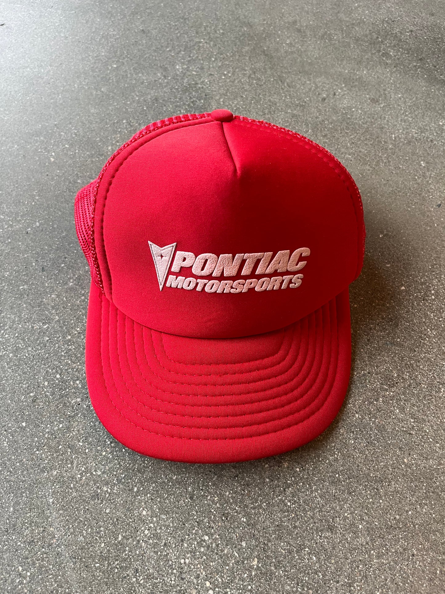 90’S RED “PONTIAC MOTORSPORTS” TRUCKER - ONE SIZE