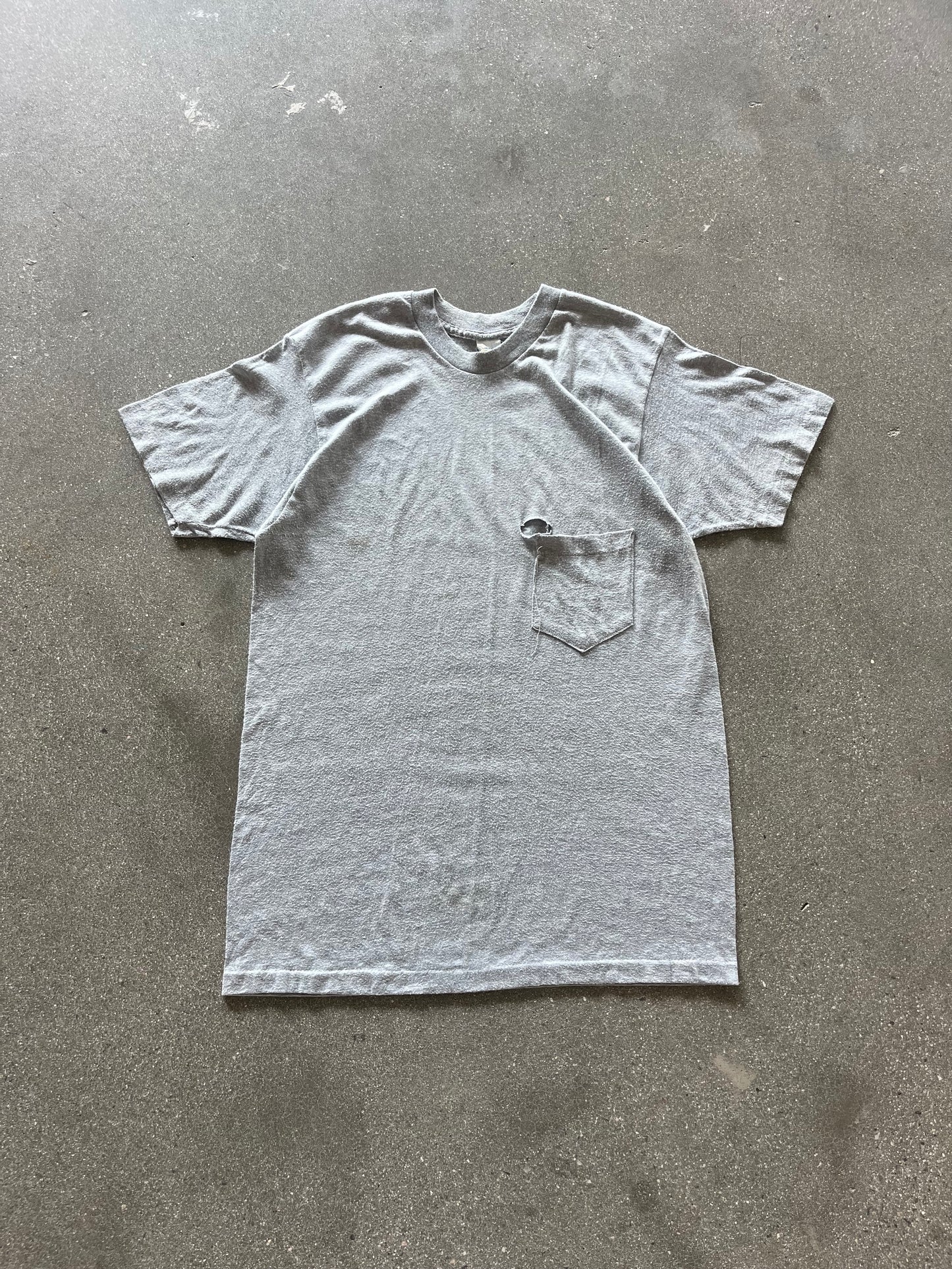 80’S HEATHER GRAY SELVEDGE POCKET TEE - M