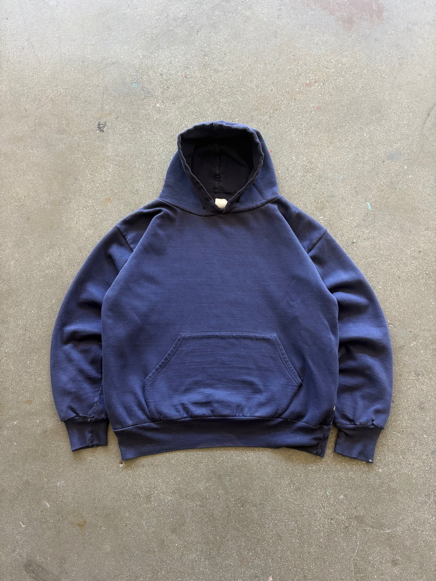 80’S NAVY THERMAL LINED HOODIE - M