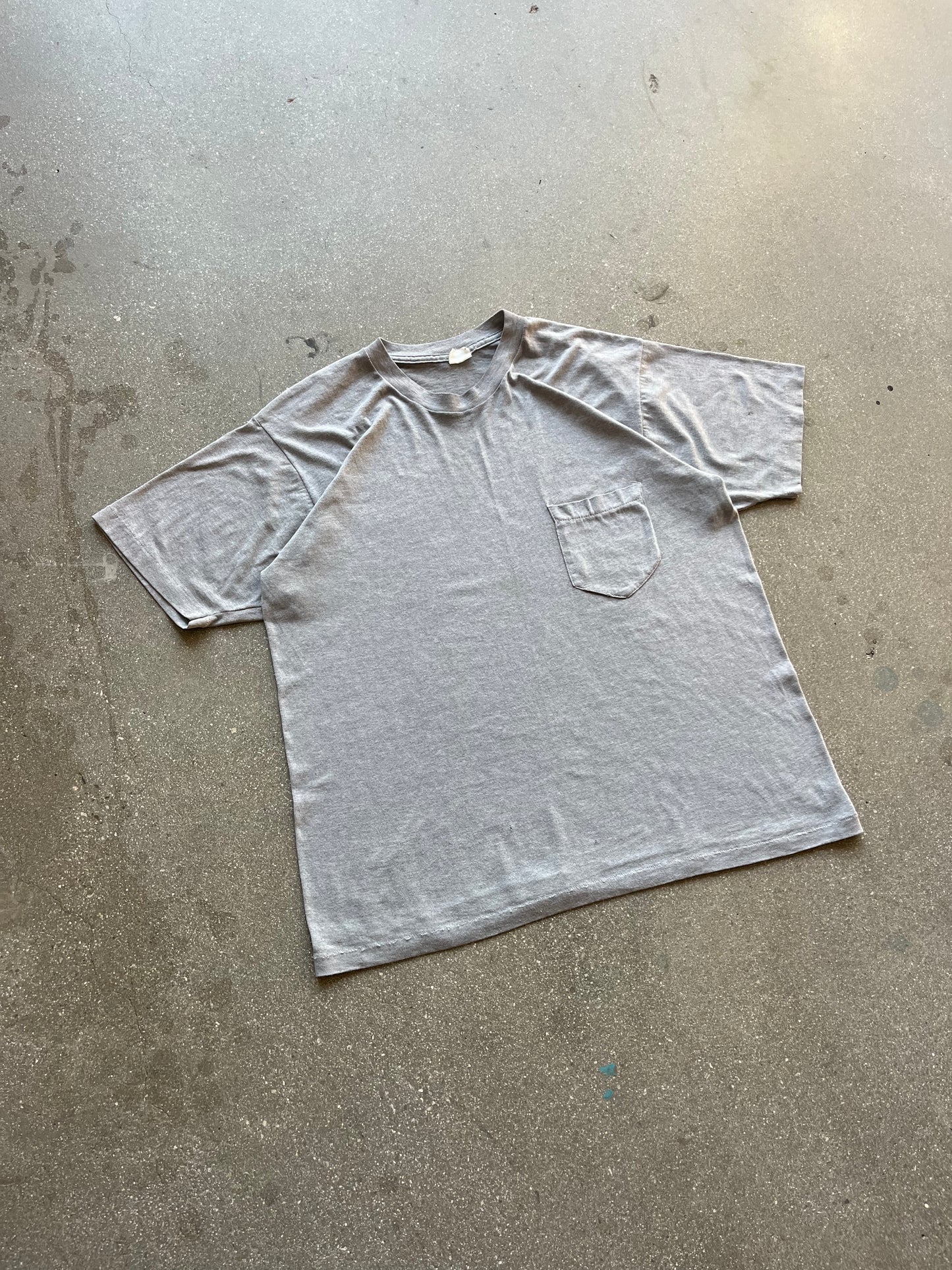 80’S HEATHER GRAY SELVEDGE POCKET TEE - L