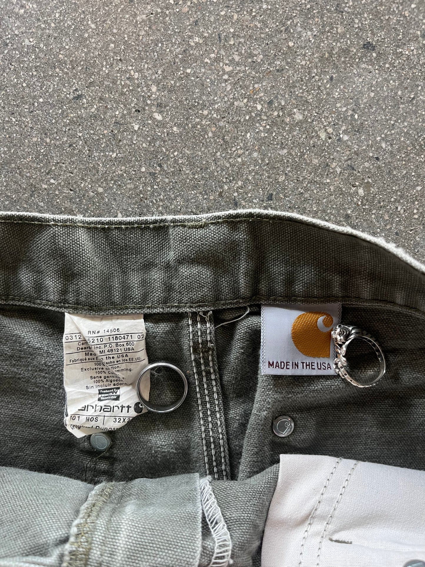 90’S FADED GREEN CARHARTT DOUBLE KNEES - 32