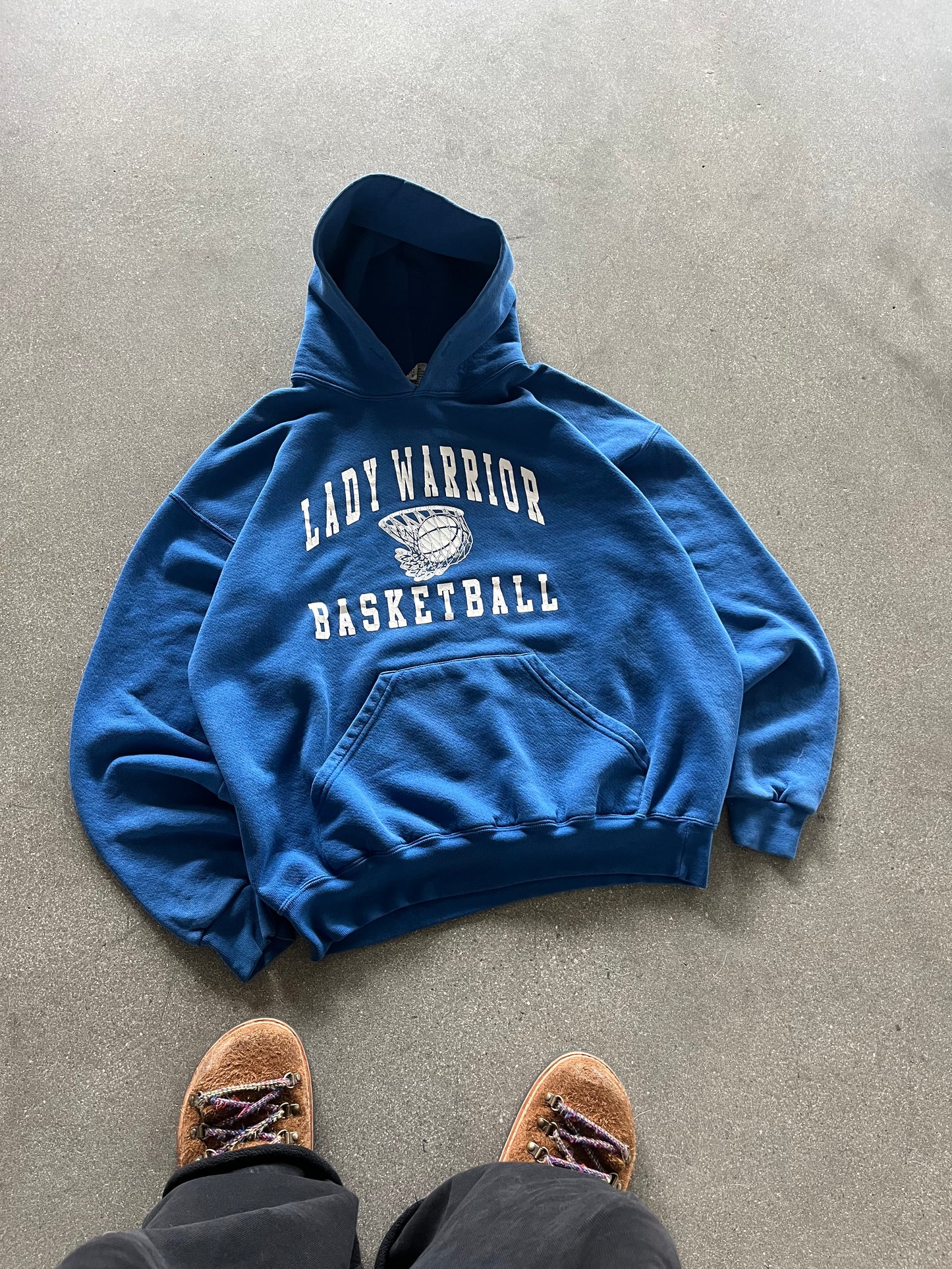 90’S PRIMARY BLUE LADY WARRIOR BASKETBALL HOODIE - BOXY L