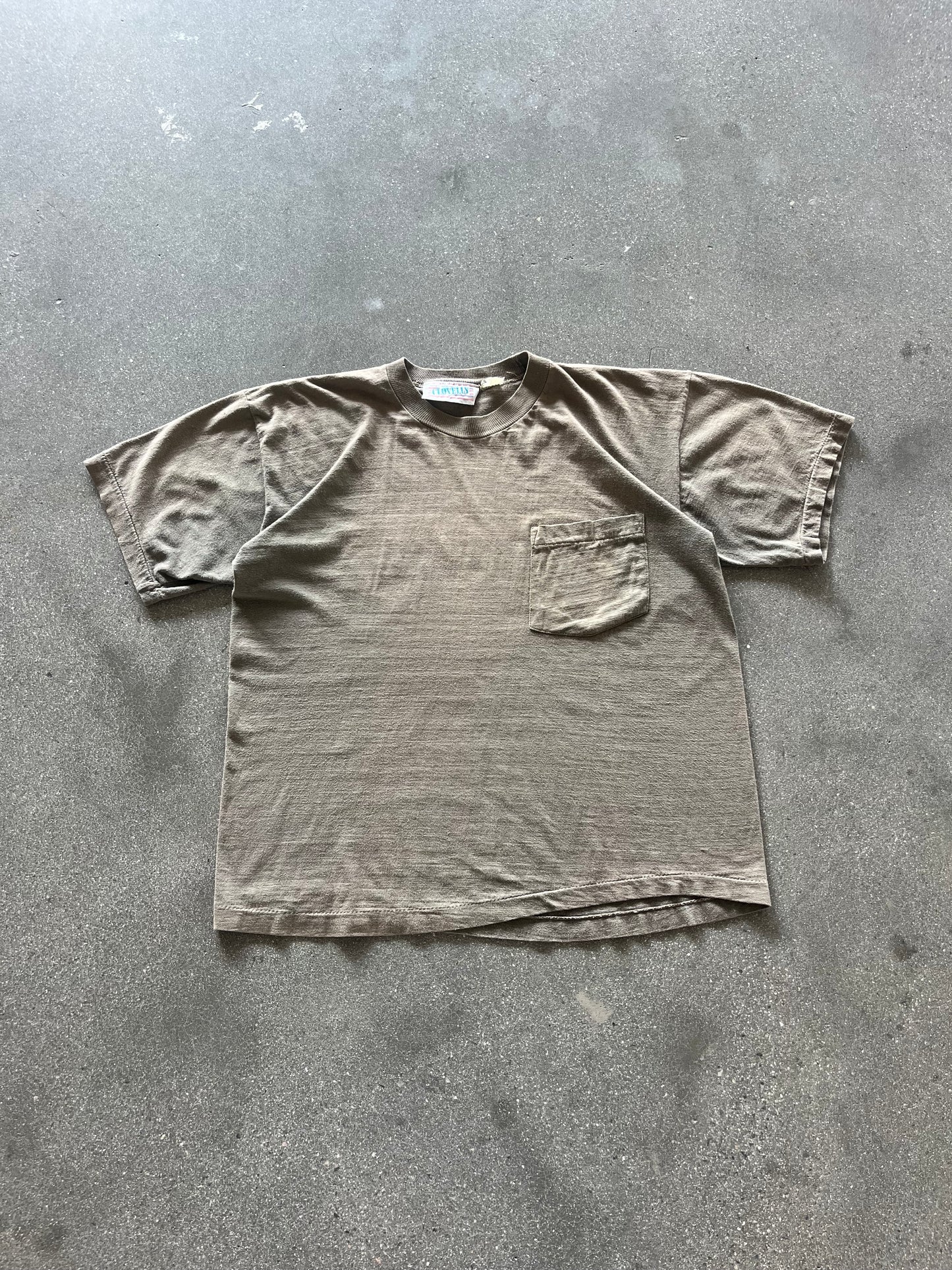 70’S FADED BROWN SELVEDGE POCKET TEE - BOXY M/L