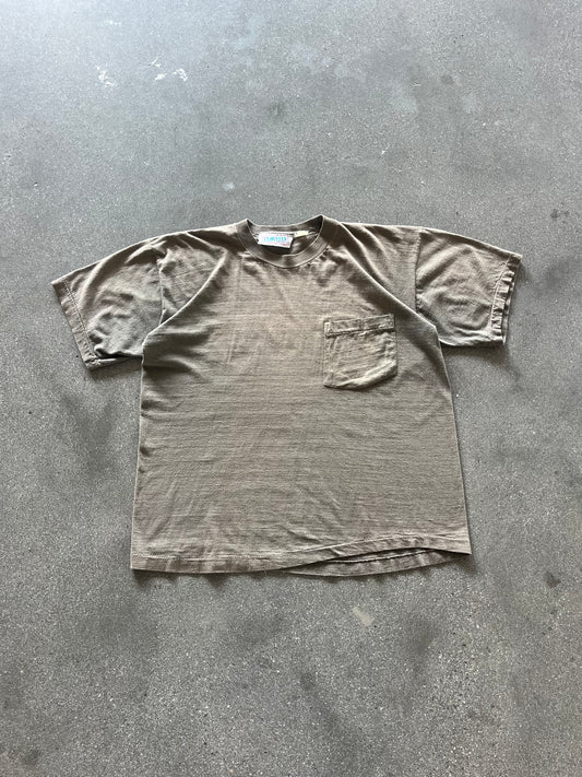70’S FADED BROWN SELVEDGE POCKET TEE - BOXY M/L