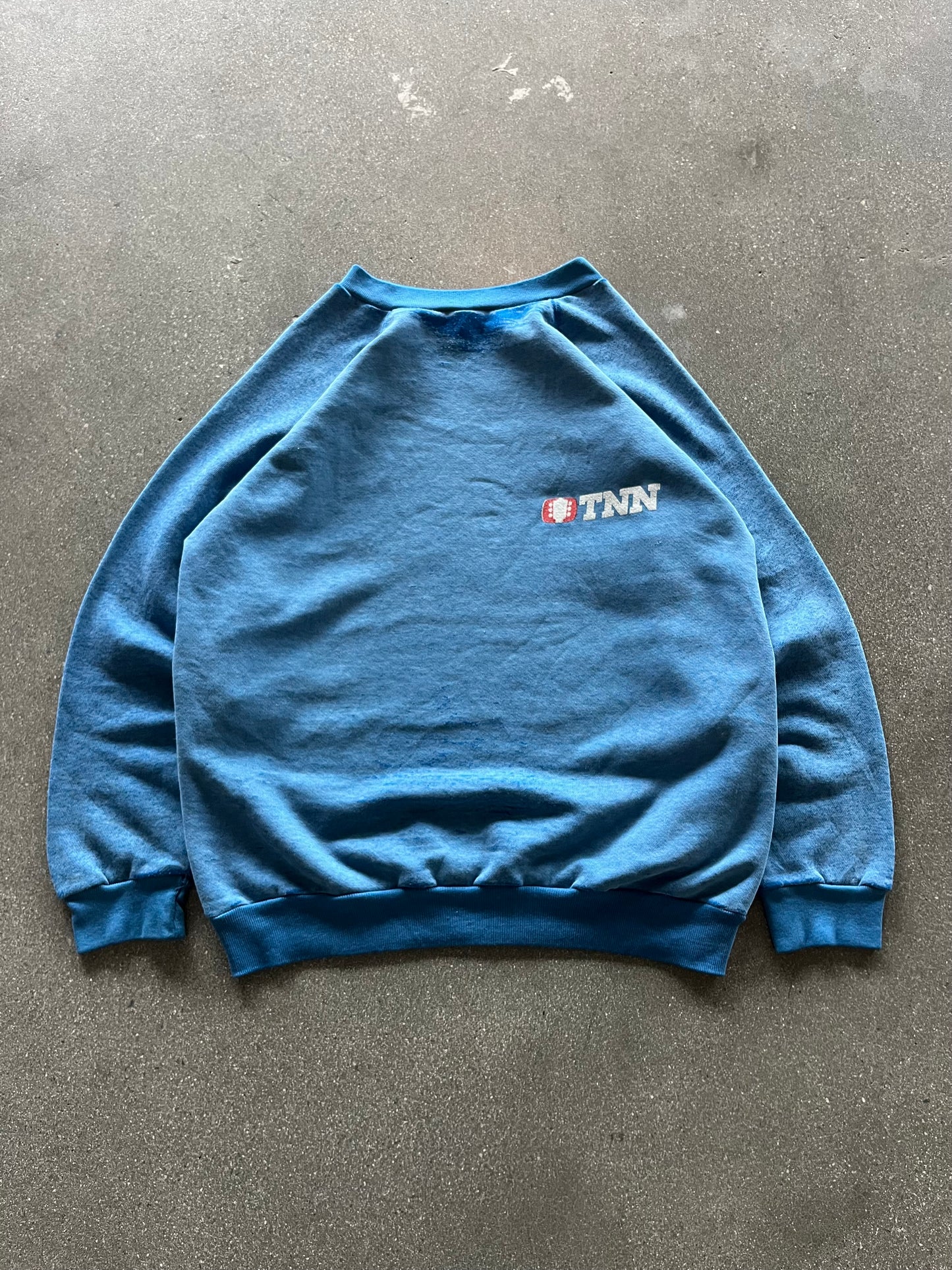80’S FADED BABY BLUE “TNN” RAGLAN CREWNECK - BOXY M
