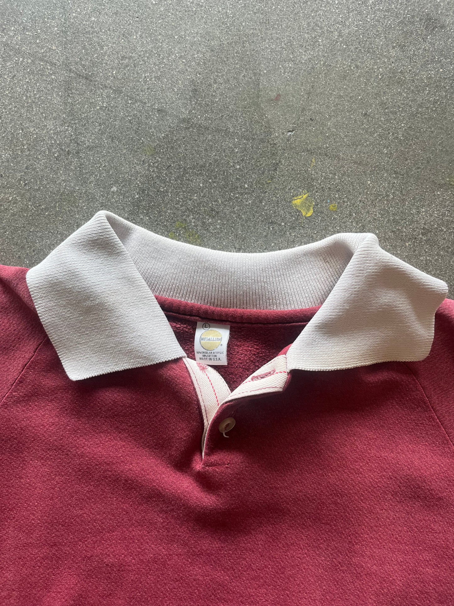 70’S SUNFADED MAROON RUGBY LONGSLEEVE - M/L