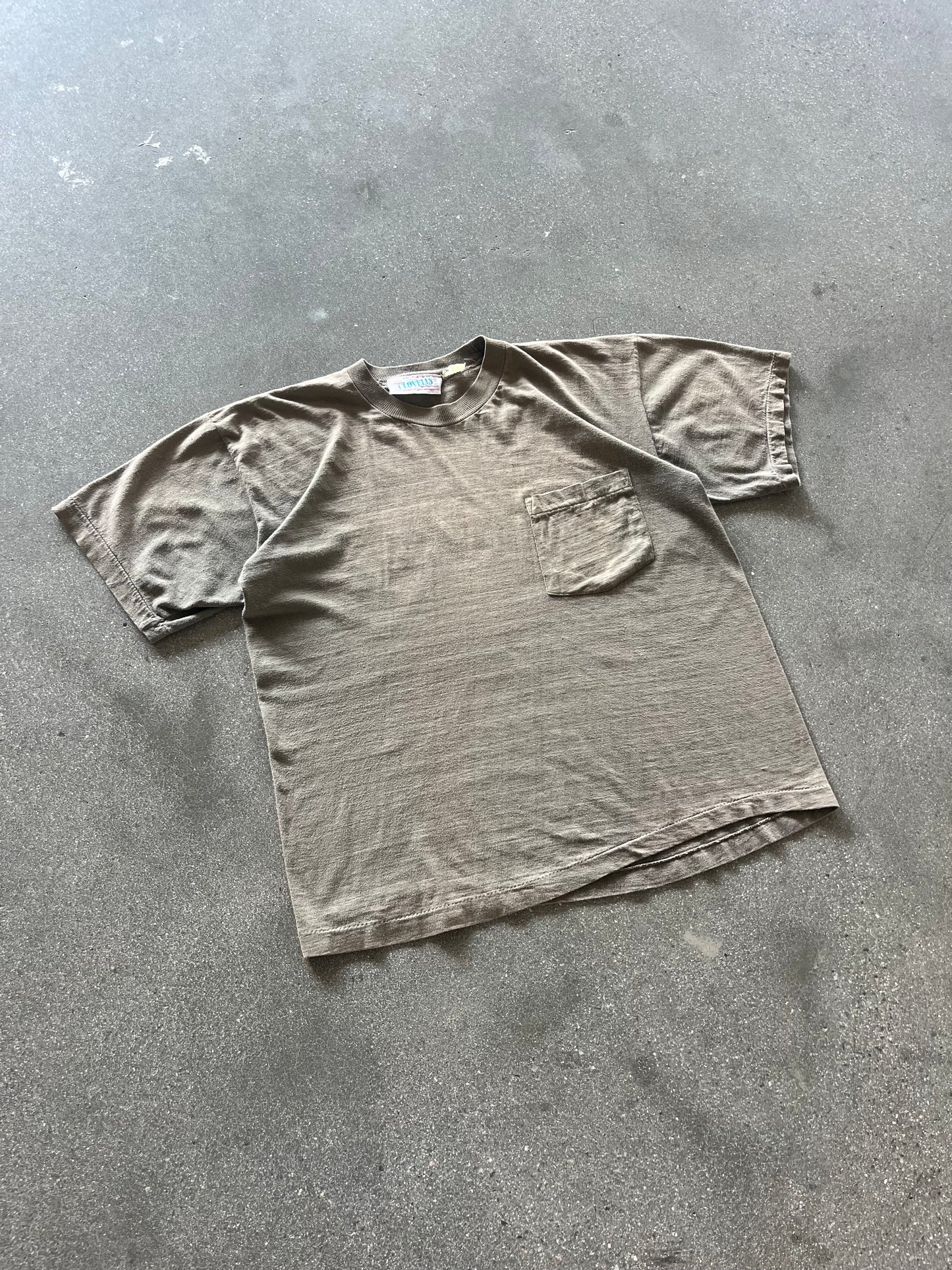 70’S FADED BROWN SELVEDGE POCKET TEE - BOXY M/L