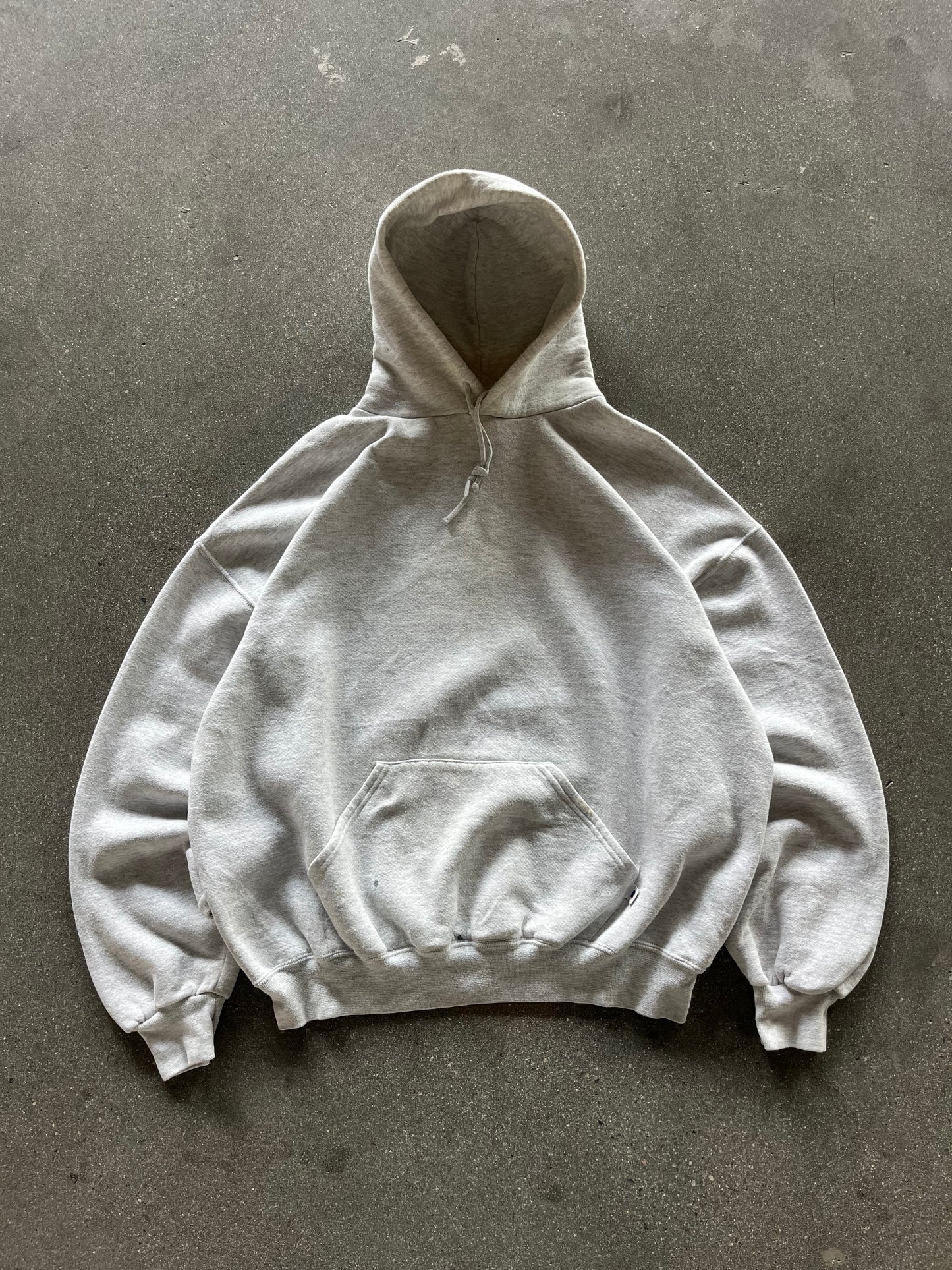 90’S HEATHER GRAY RUSSELL ATHLETIC HOODIE - BOXY XL