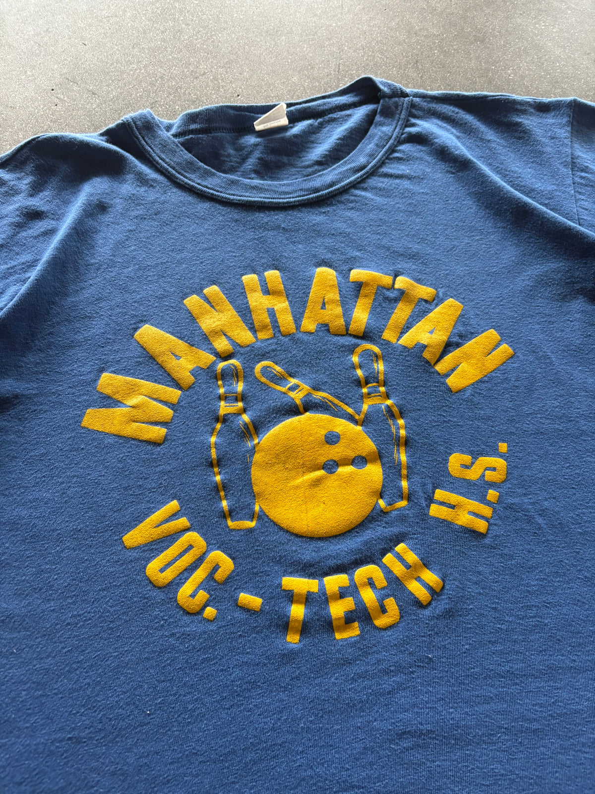 80’S WARRIOR BLUE “MANHATTAN TECH BOWLING” BABY TEE - S/M