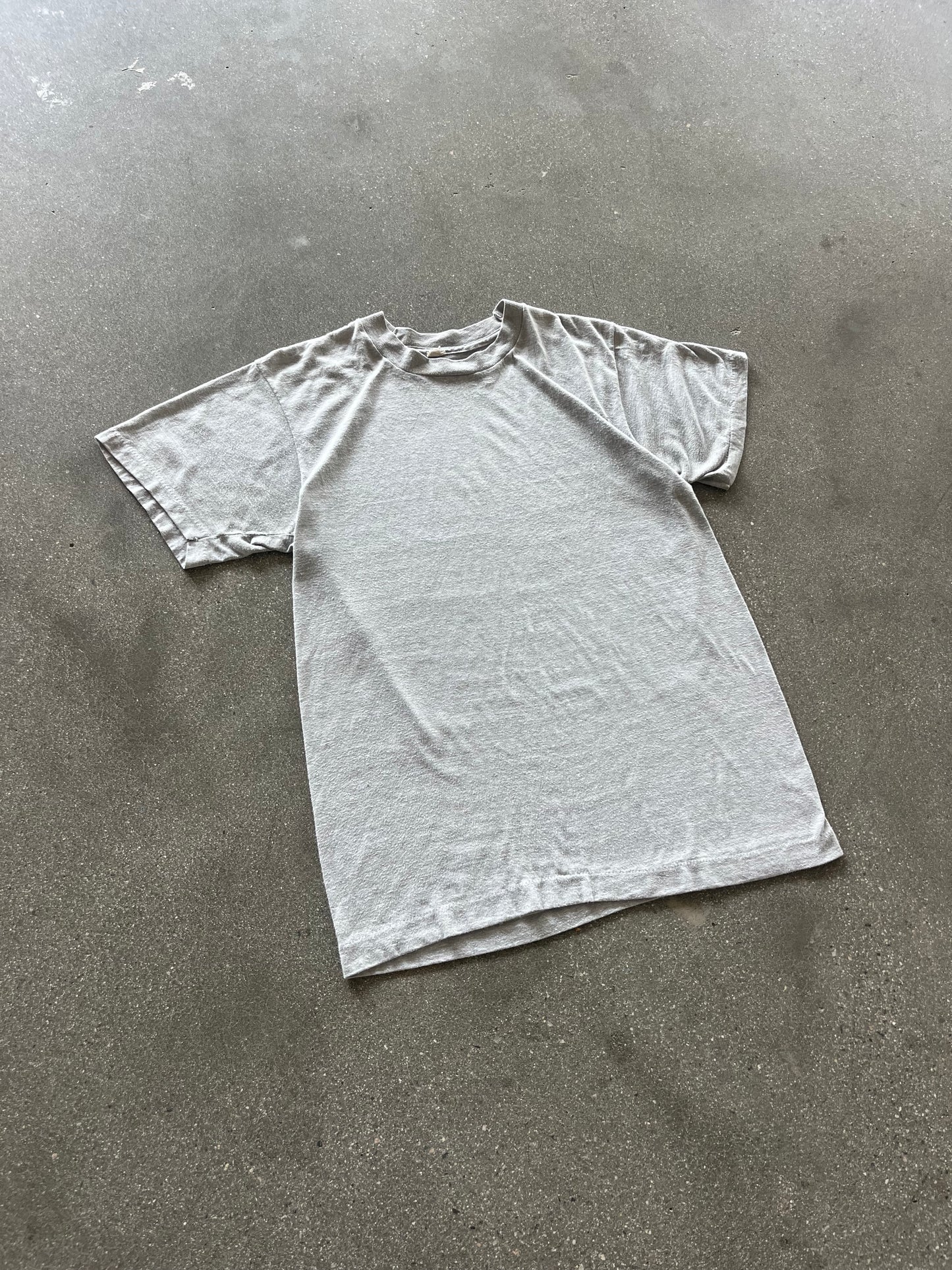 80’S SLUB CEMENT GRAY BLANK TEE - S/M