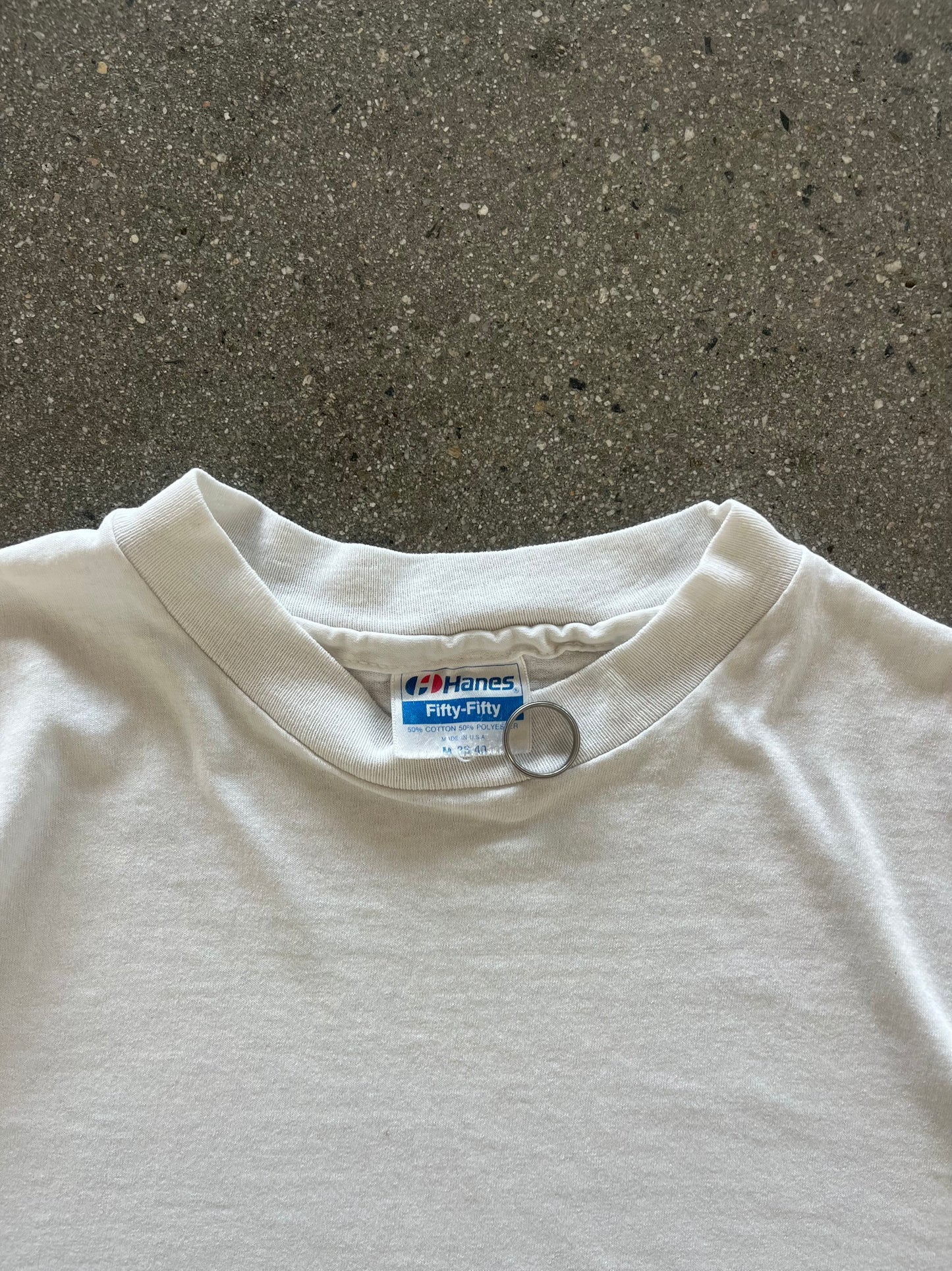 80’S WHITE HANES CUTOFF BLANK TEE - S