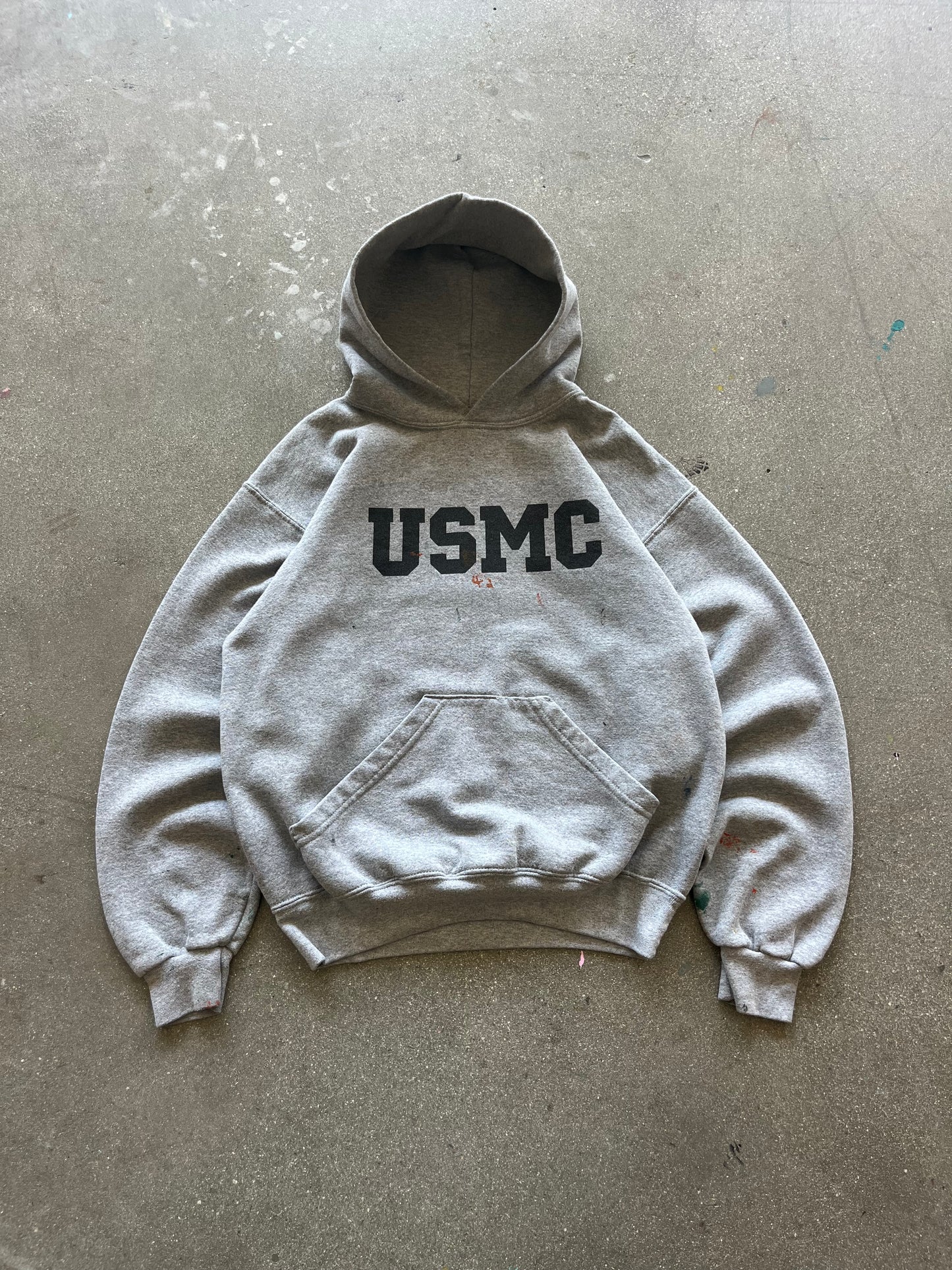 90’S PAINT SPLATTERED “USMC” HOODIE - BOXY M