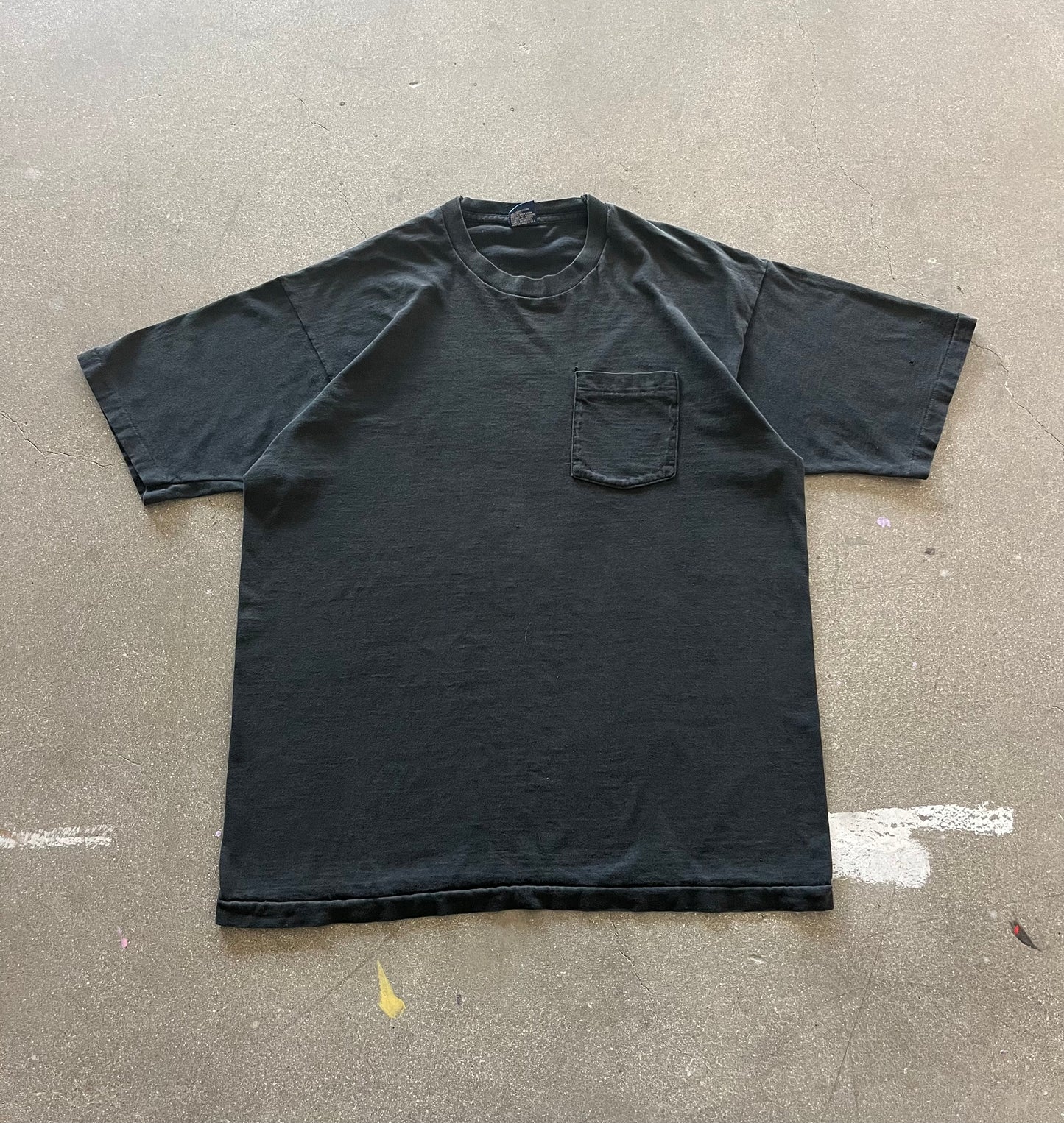90’S JET BLACK SELVEDGE POCKET TEE - XL/XXL