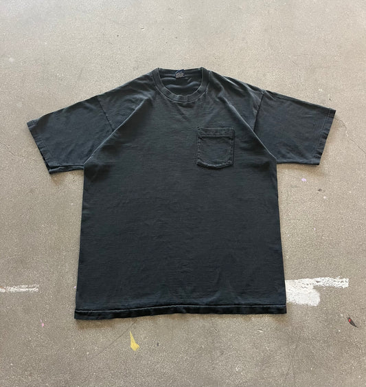 90’S JET BLACK SELVEDGE POCKET TEE - XL/XXL