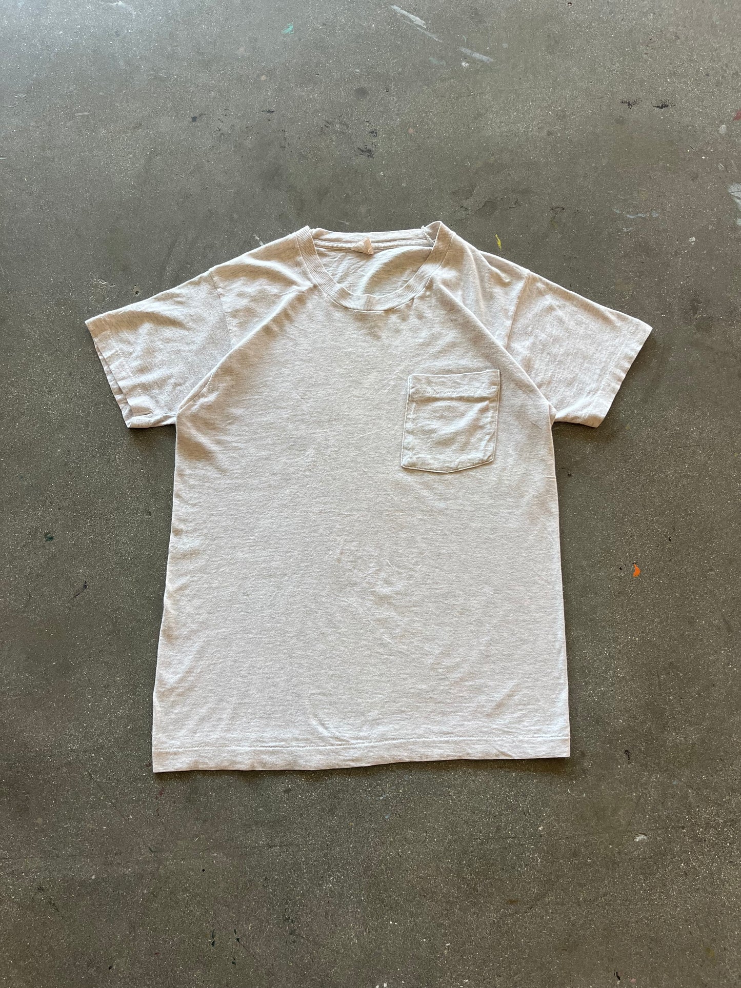 80’S HEATHER GRAY SELVEDGE POCKET TEE - M