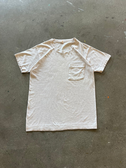 80’S HEATHER GRAY SELVEDGE POCKET TEE - M
