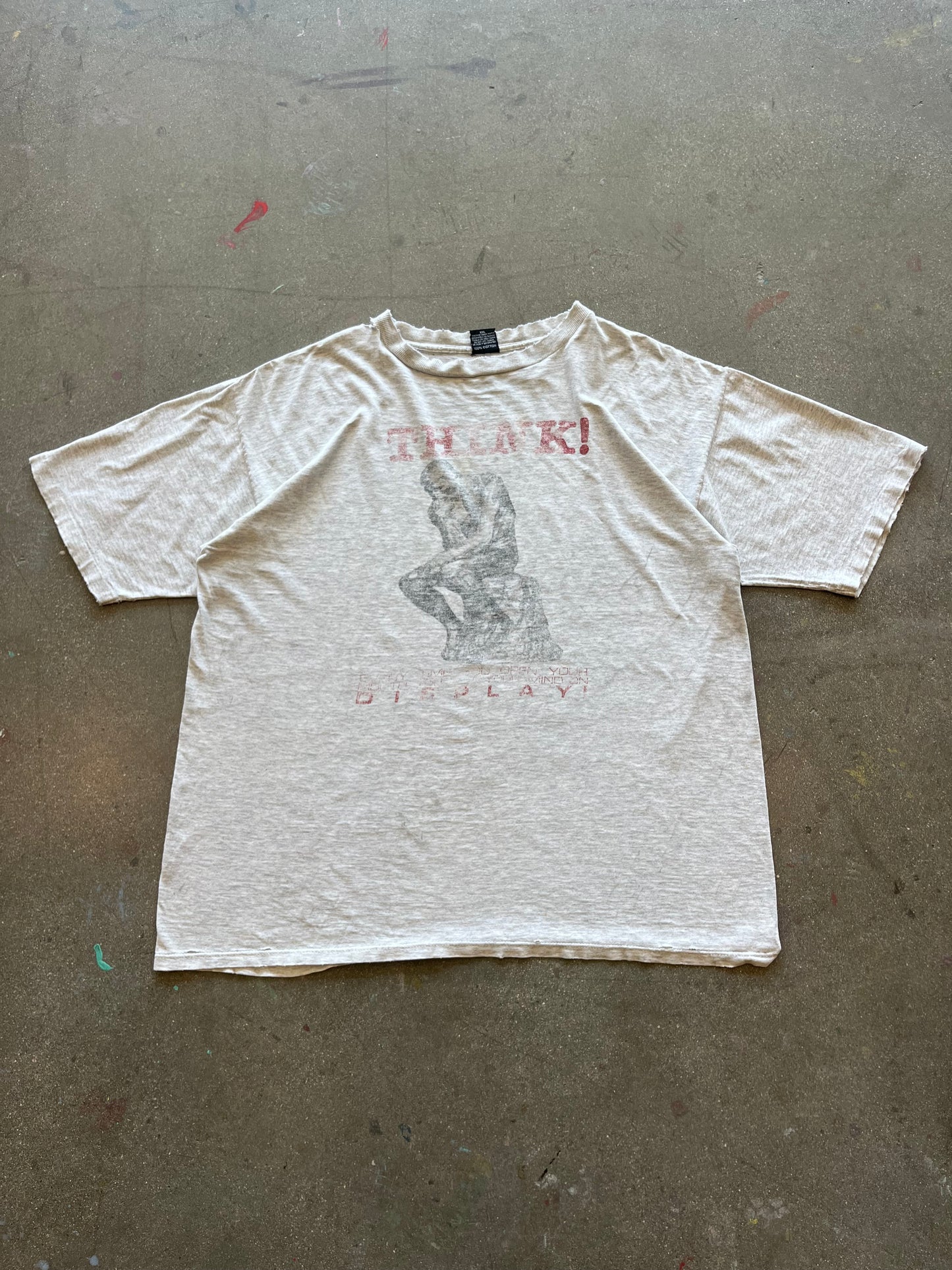 90’S DISTRESSED “THINK!” SCULPTURE TEE - XXL