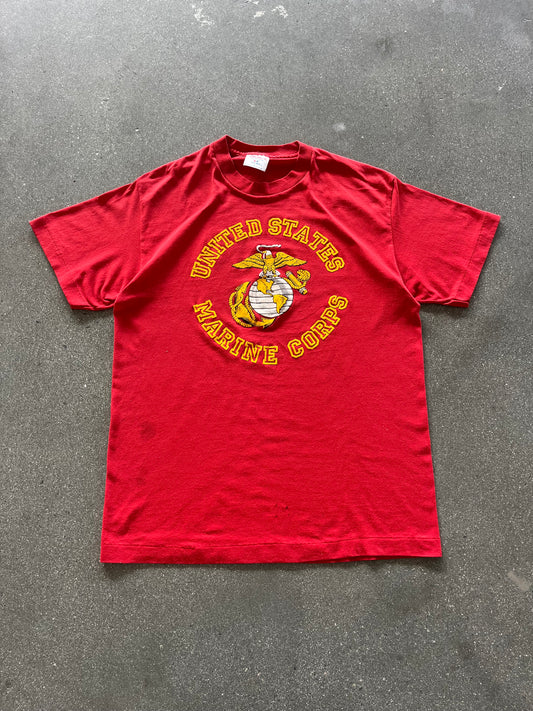90’S RED “USMC” TEE - L