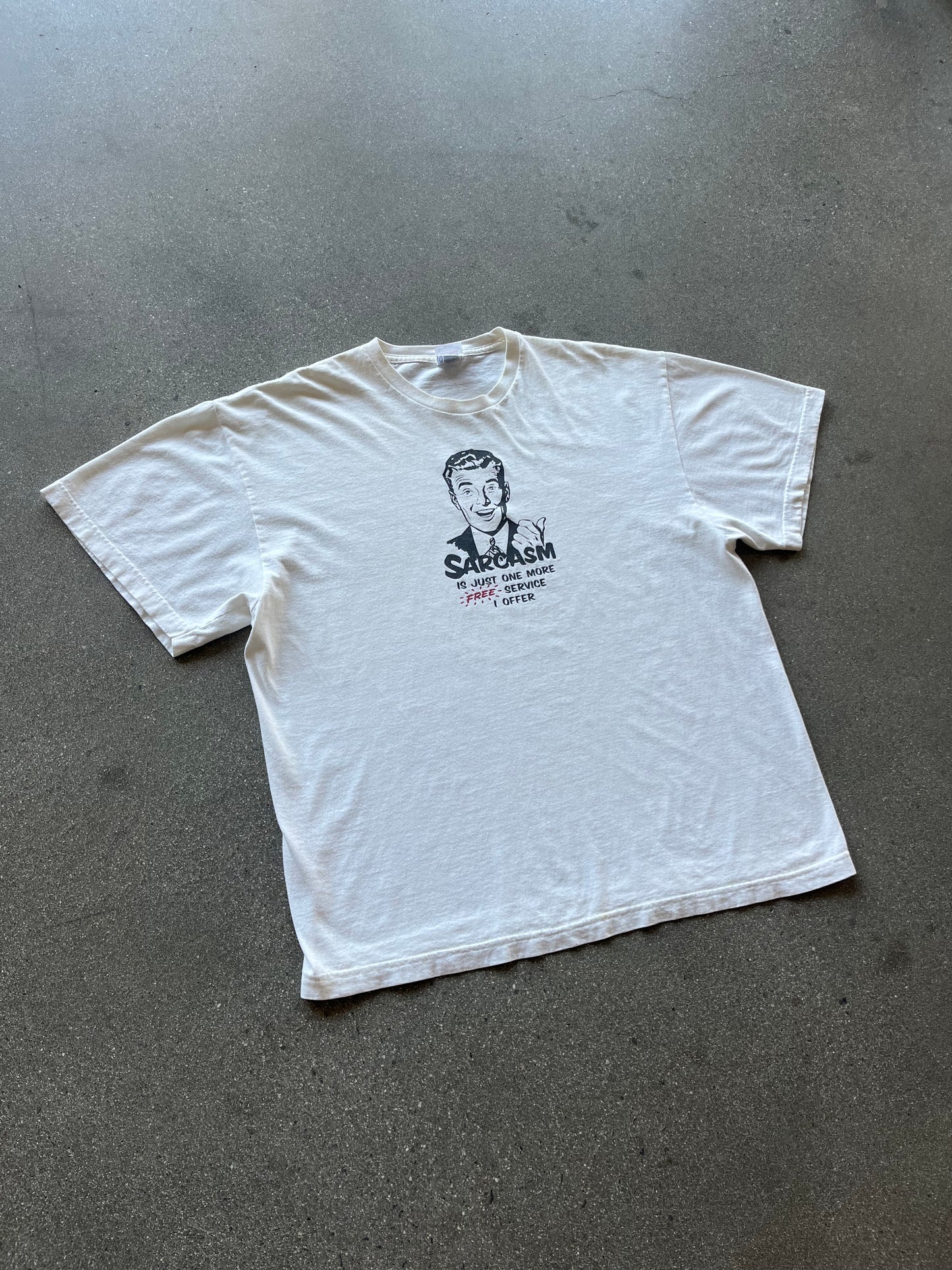90’S “SARCASM IS JUST ONE MORE FREE SERVICE” TEE - BOXY L