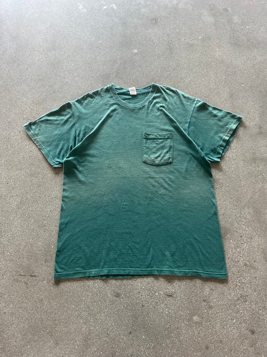 2000’S SUNFADED GREEN POCKET TEE - XL