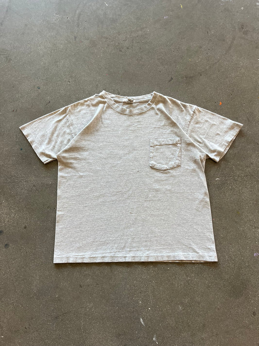90’S DISTRESSED HEATHER GRAY GAP POCKET TEE - BOXY M