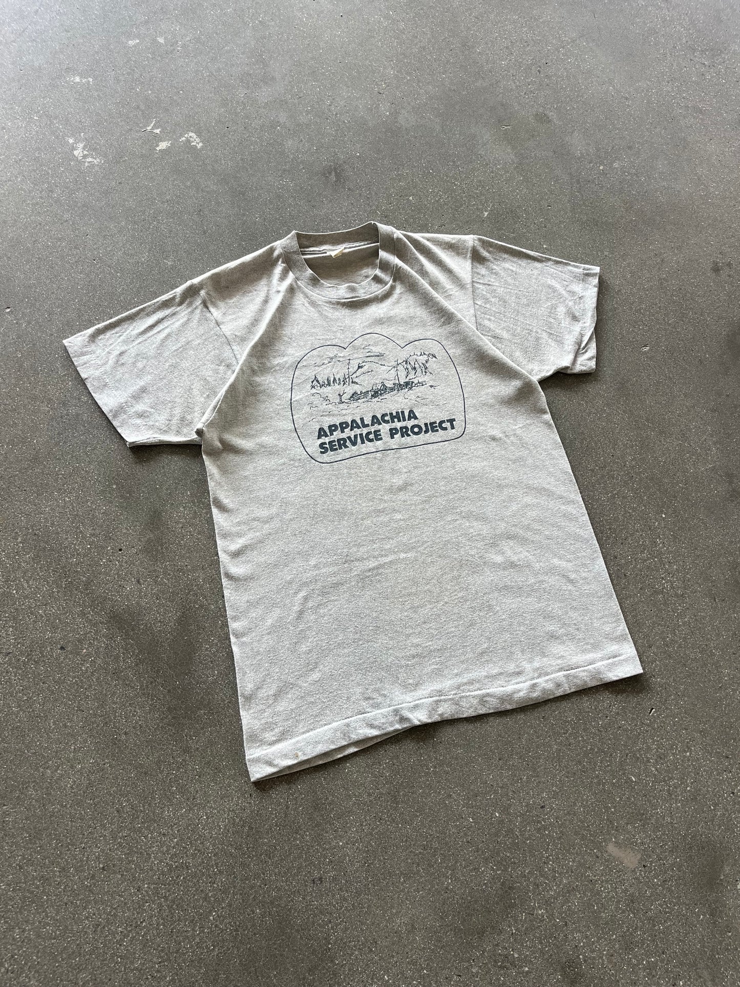 80’S HEATHER GRAY “APPALACHIA SERVICE PROJECT” TEE - M