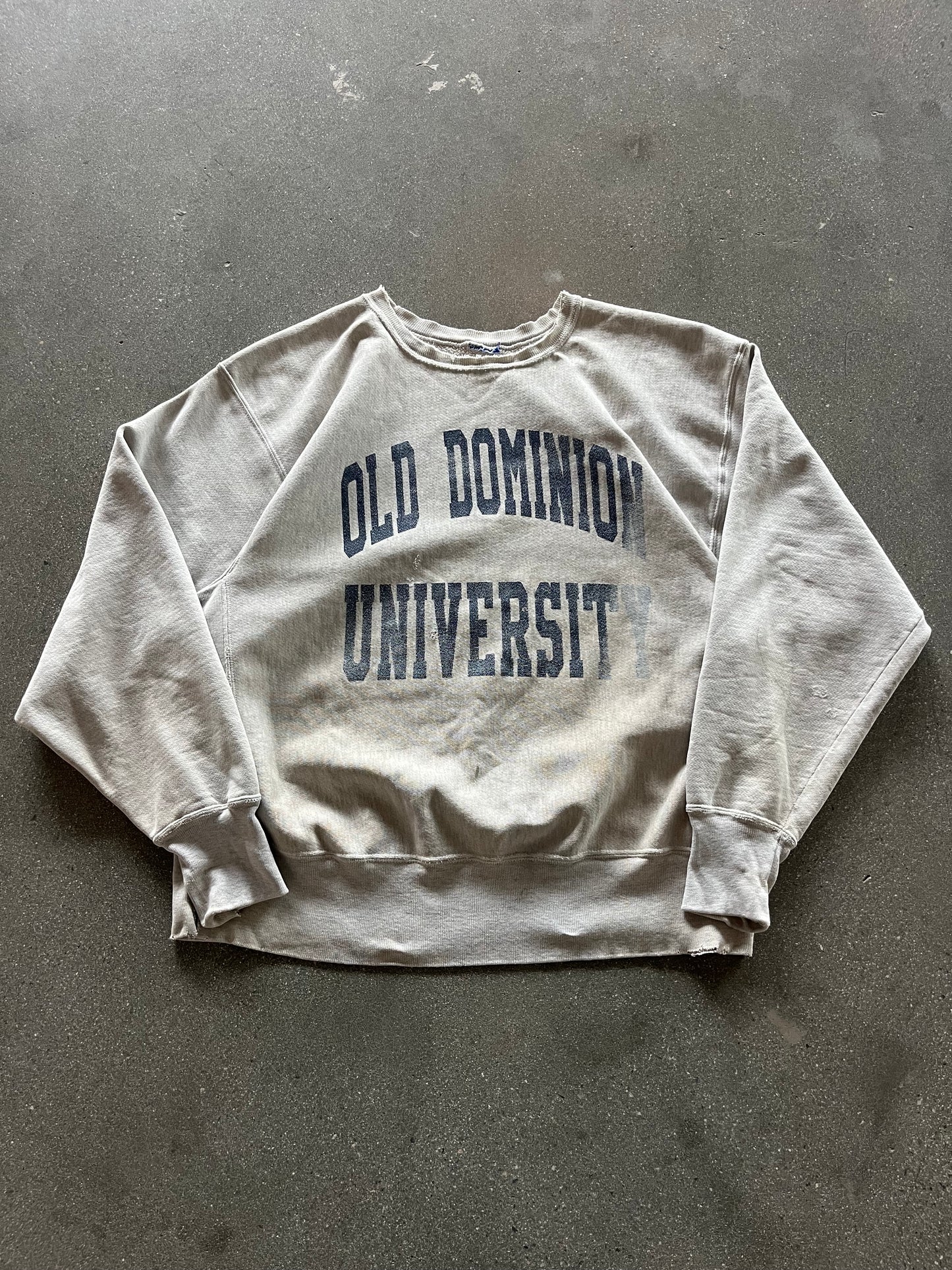 80’S FADED “OLD DOMINION” HEATHER GRAY REVERSE WEAVE - BOXY L/XL