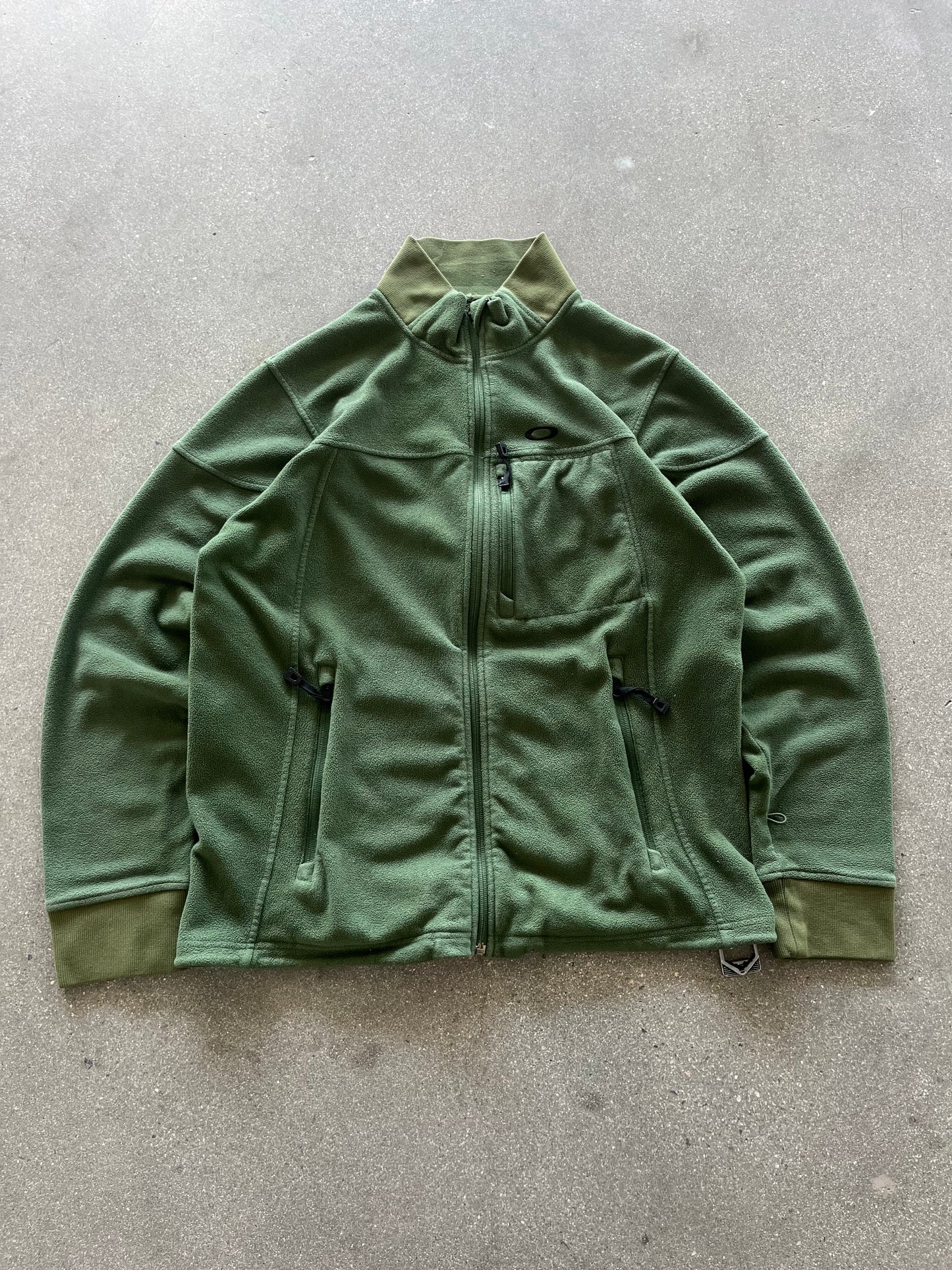 90’S FOREST GREEN OAKLEY FLEECE ZIP UP - BOXY L