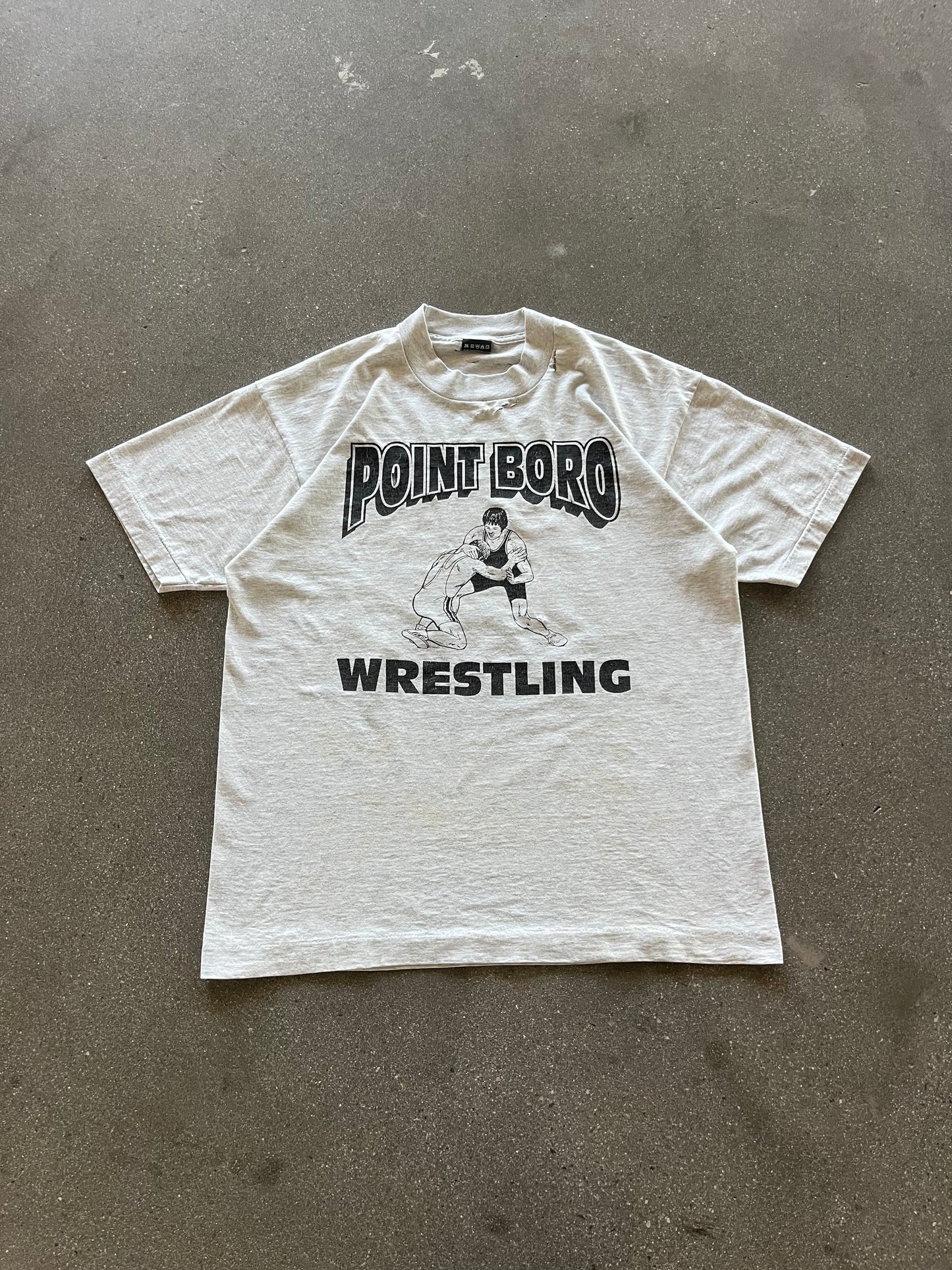 90’S THRASHED “POINT BORO WRESTLING” TEE - L